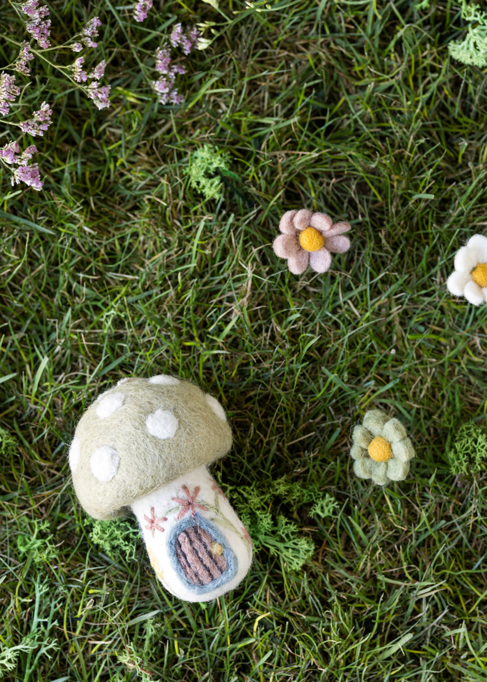 Gry and Sif Felt Spring Mushroom House Ornament