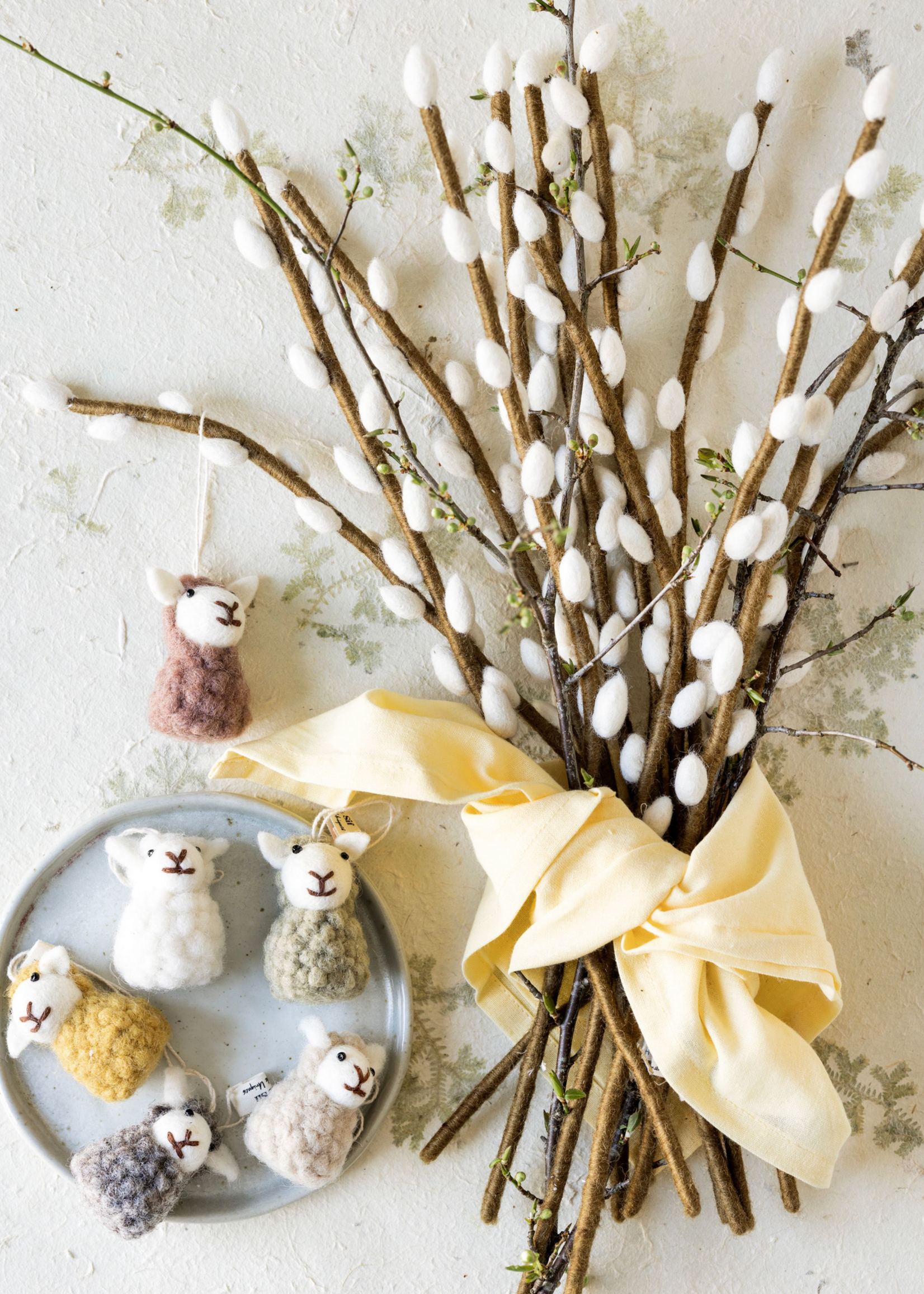 Gry and Sif Felt Sitting Sheep Ornament - Dusty Green