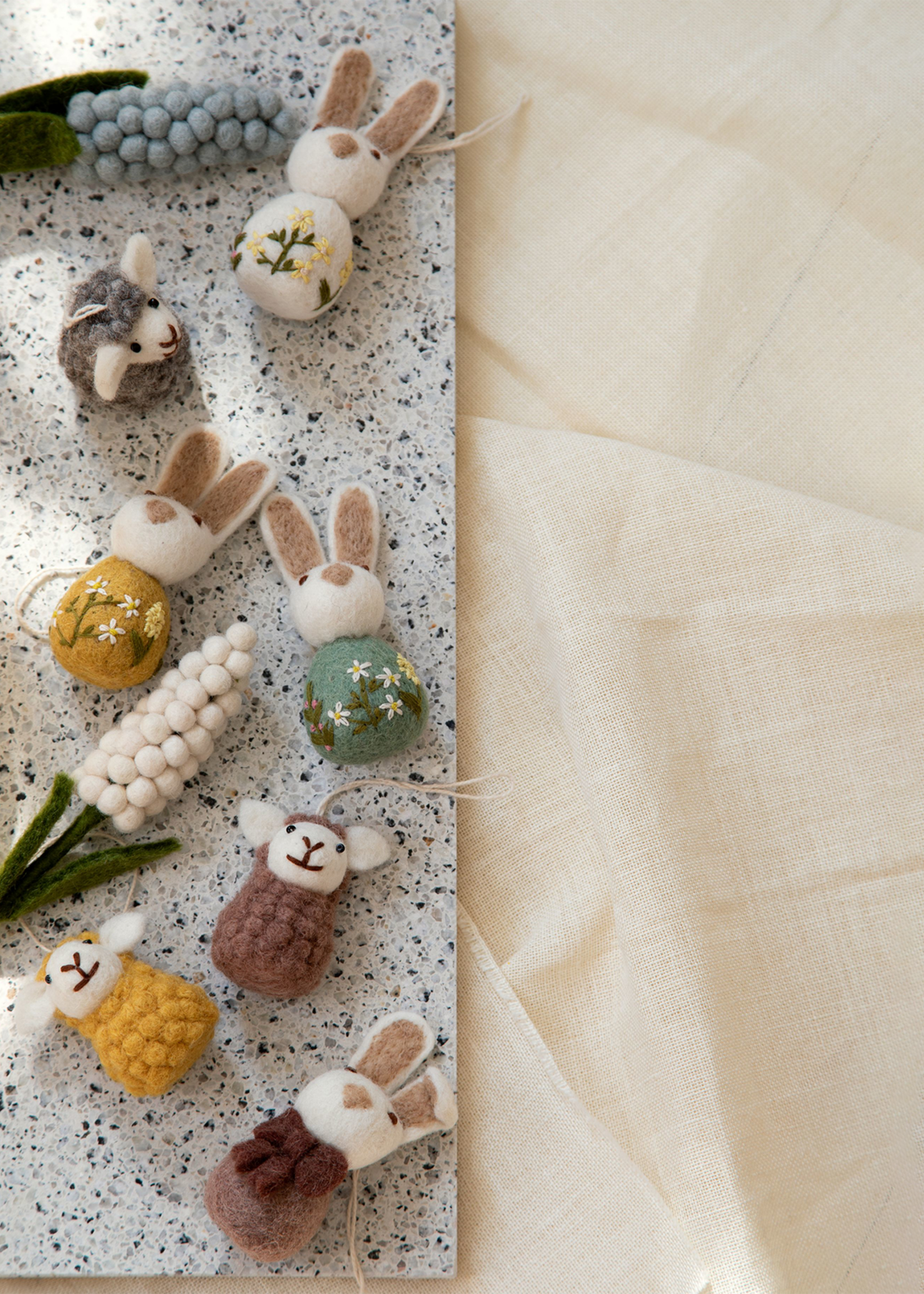 Gry and Sif Felt Sitting Sheep Ornament - White