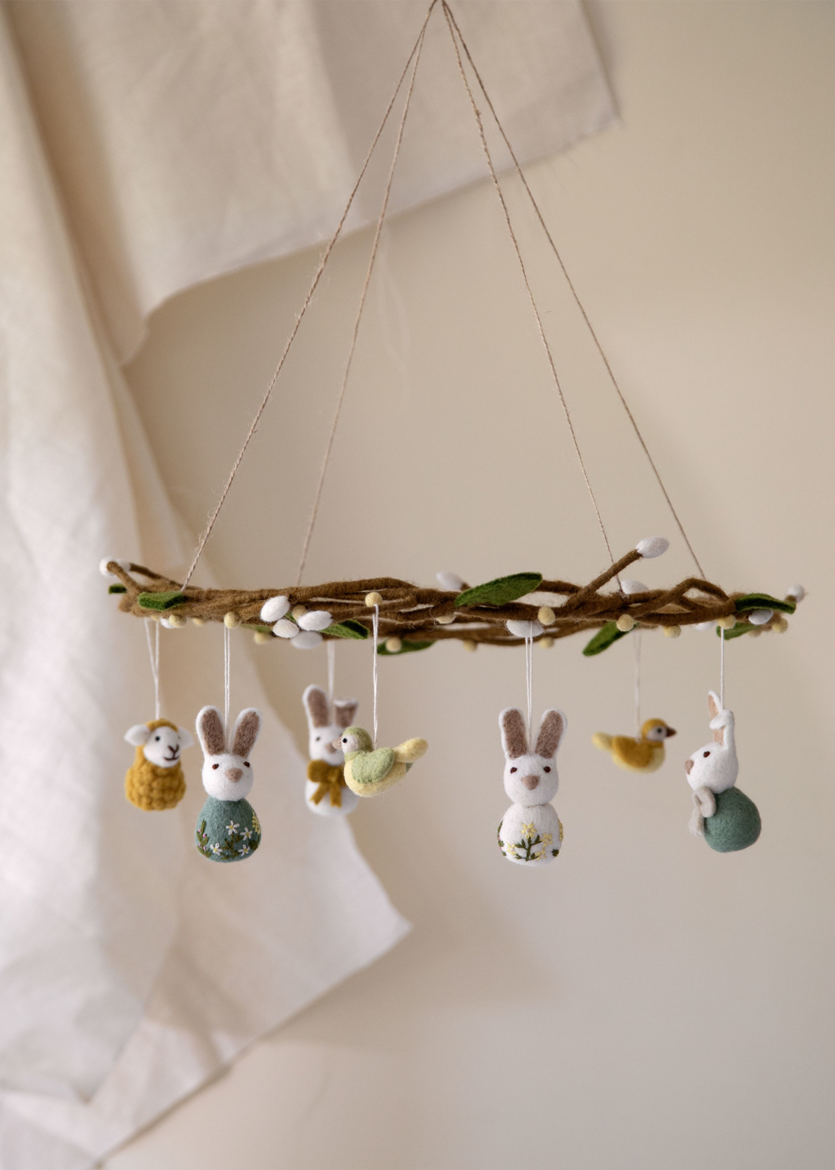 Gry and Sif Felt Sitting Sheep Ornament - Ochre