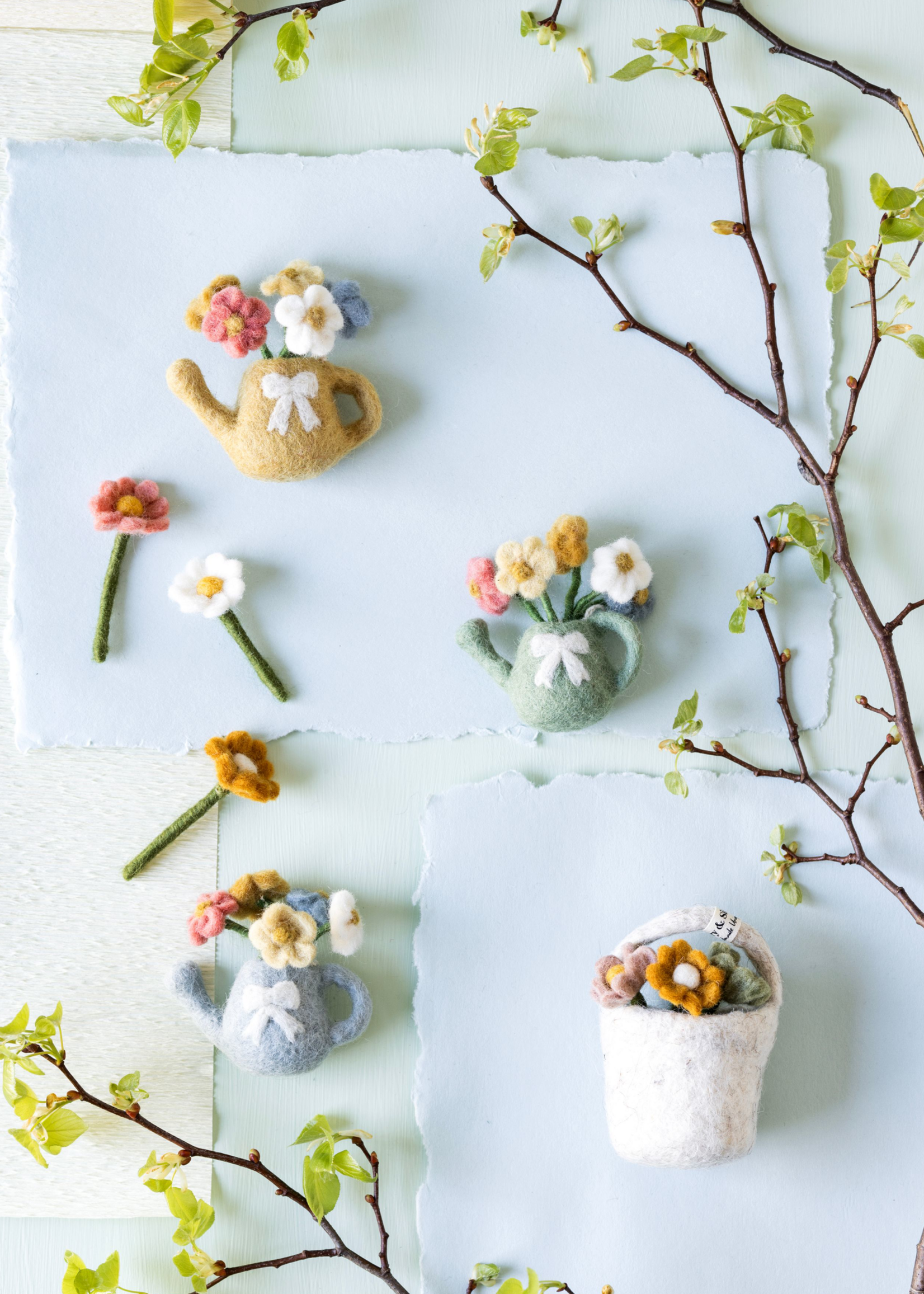 Gry and Sif Felt Watering Can Ornament - Light Blue