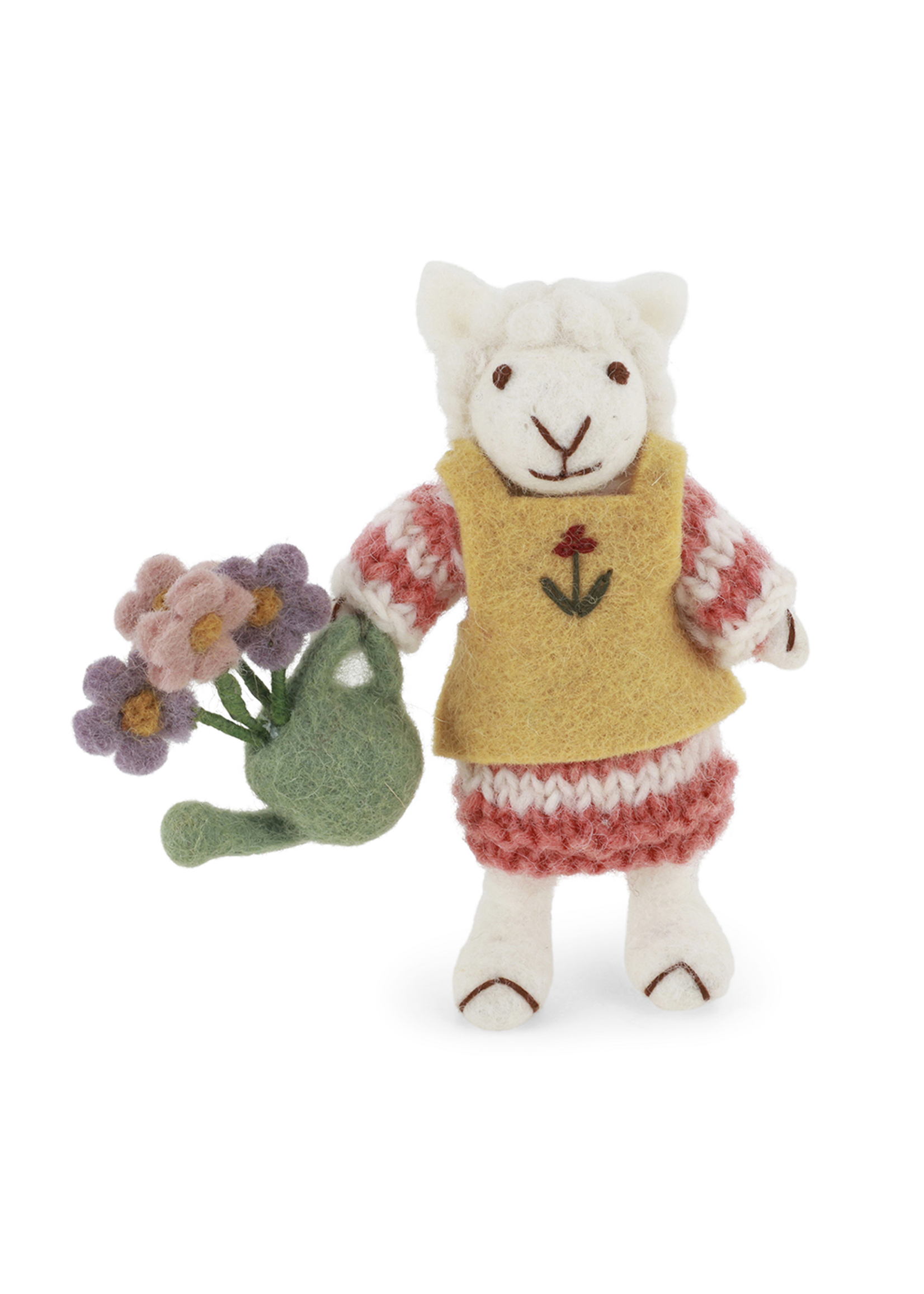 Gry and Sif Felt White Girly Sheep with Watering Can Ornament