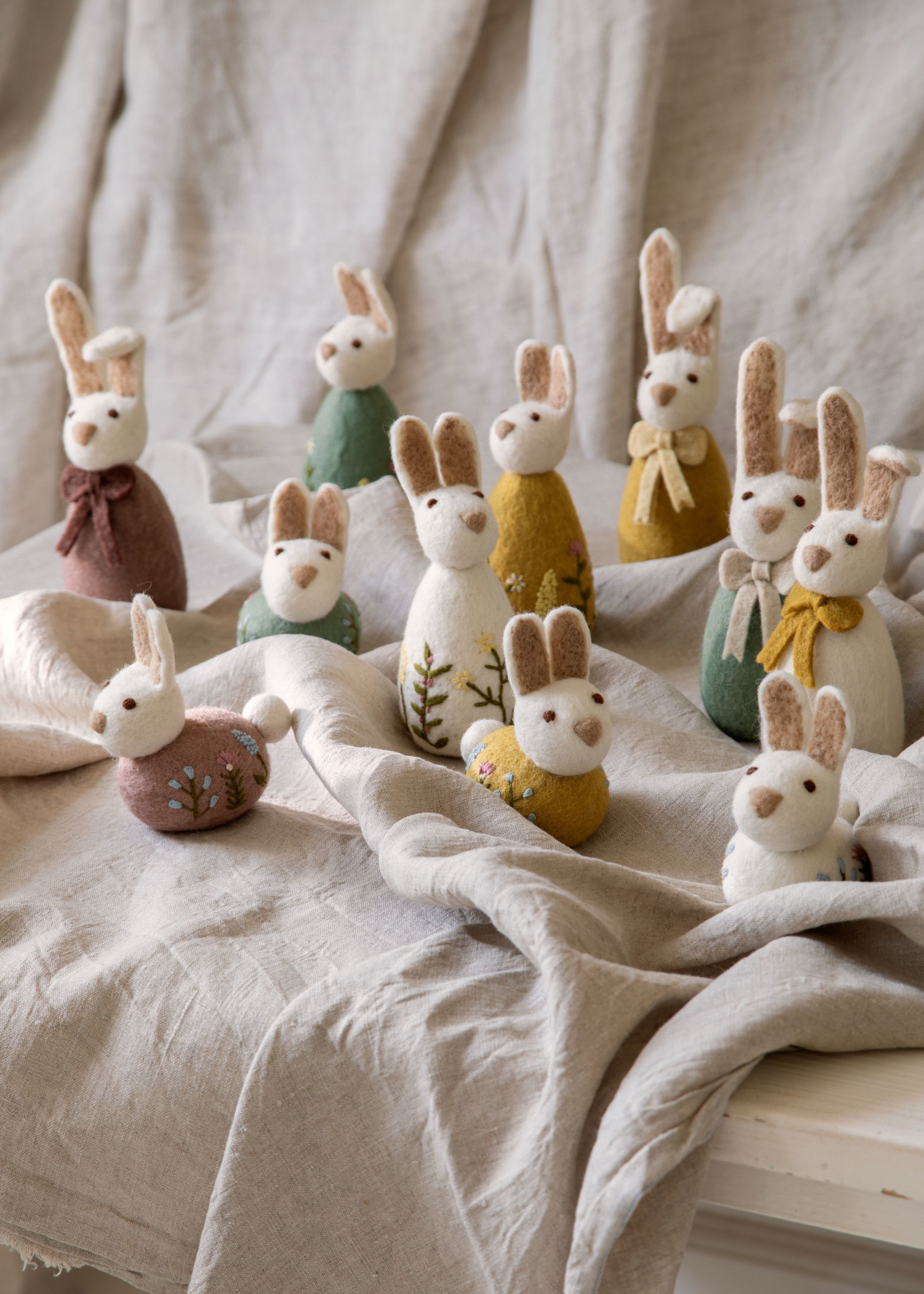 Gry and Sif Felt Big Bunny with Flower Embroidery