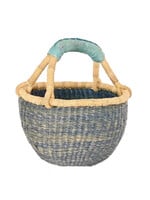 African Modern Pastel Blue Baby Bolga Market Basket