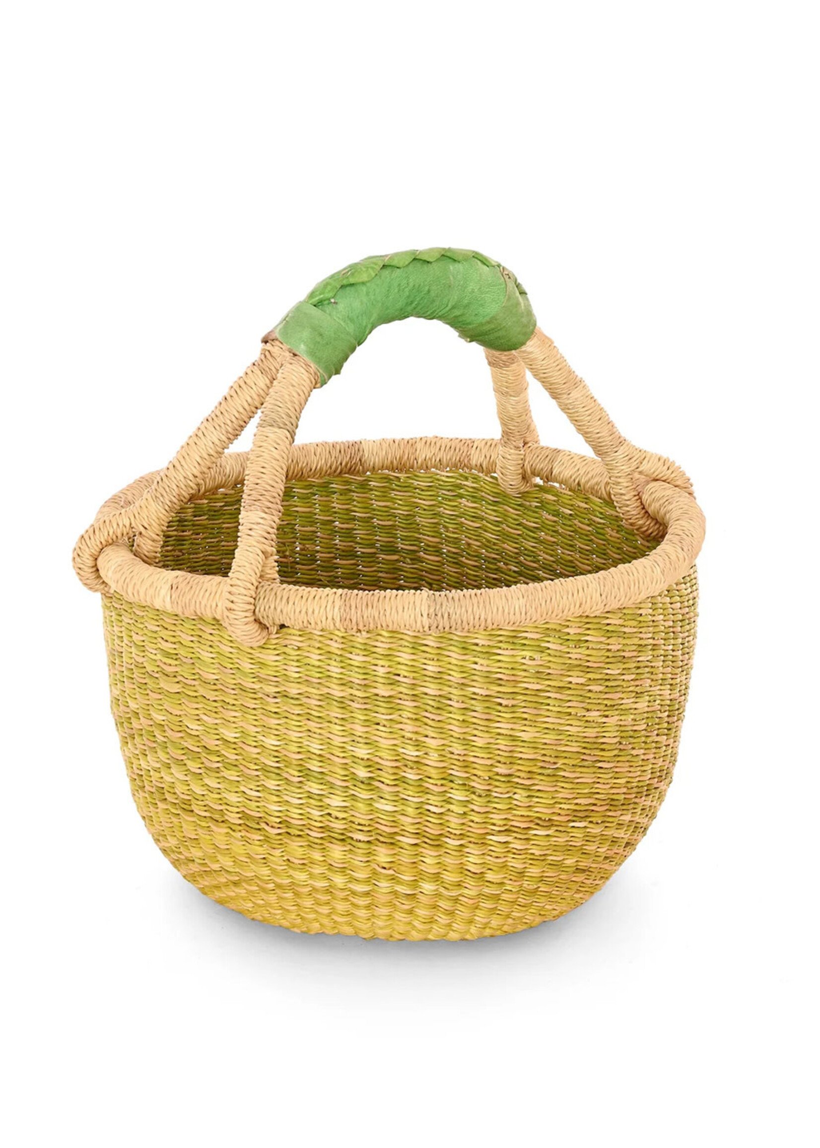 African Modern Pastel Green Baby Bolga Market Basket