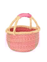 African Modern Pastel Pink Baby Bolga Market Basket