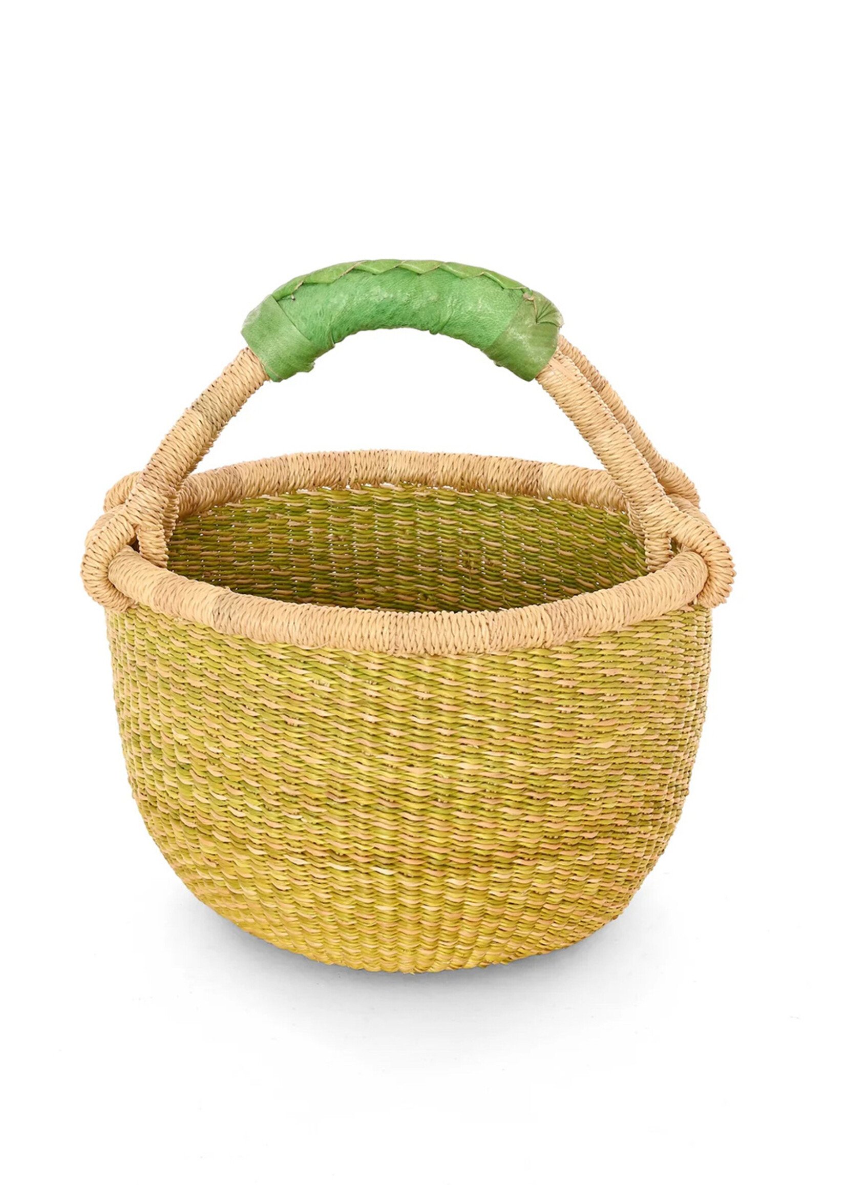 African Modern Pastel Green Baby Bolga Market Basket