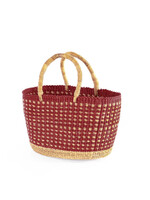 African Modern Oval Grass Tote Basket - Strawberry Fields