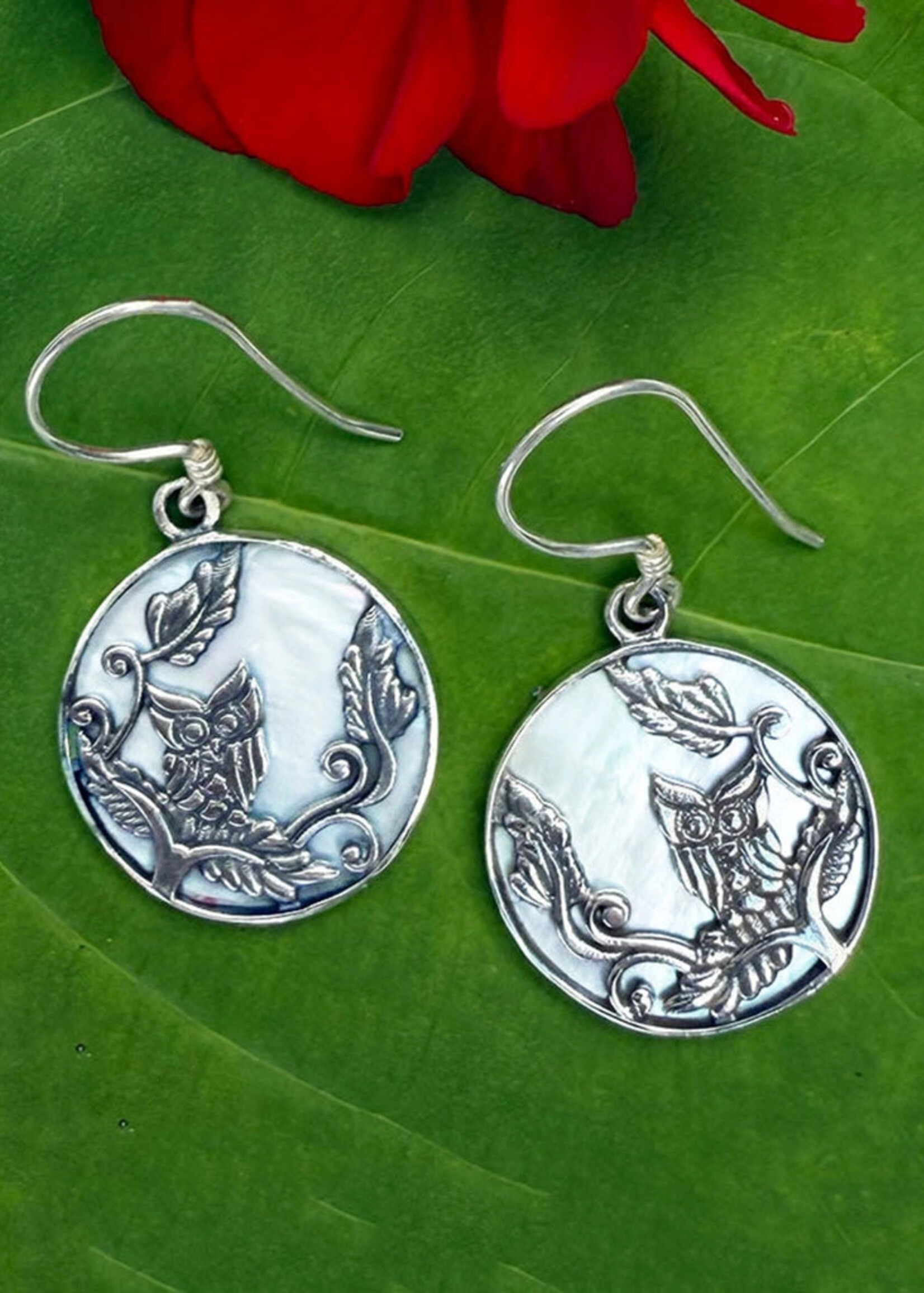 Women's Peace Collection Wise Owl Mother of Pearl Earrings