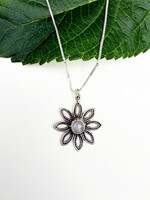 Women's Peace Collection Rainbow Moonstone Flower Necklace