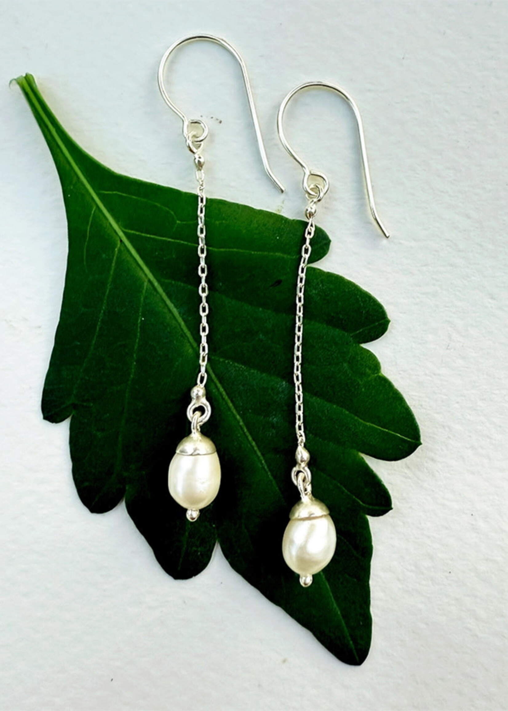 Women's Peace Collection Pearl on a Chain Earrings