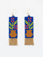 Altiplano Beaded Flower Pot Fringe Earrings