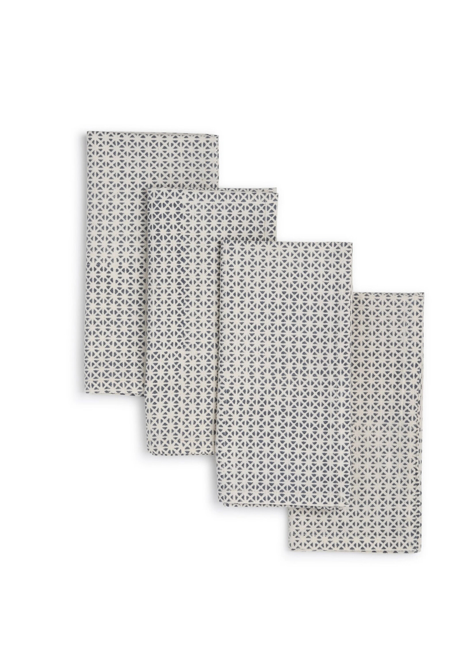 Sustainable Threads Blue Robin Block Print Napkins Set of 4