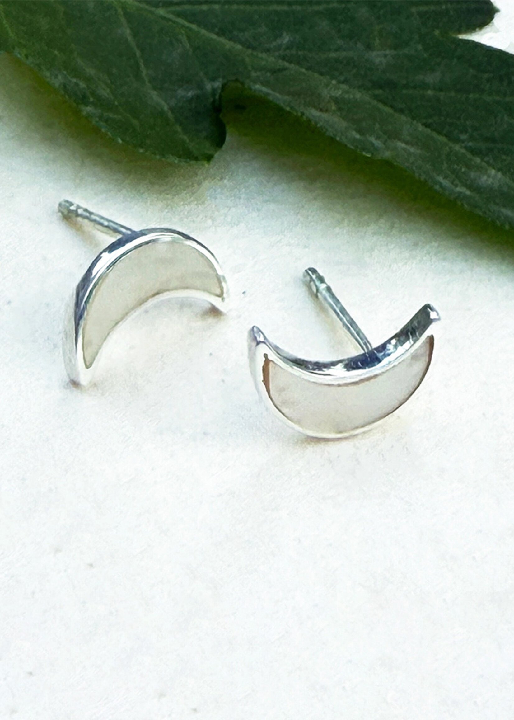 Women's Peace Collection Mother of Pearl Moon Stud Earrings