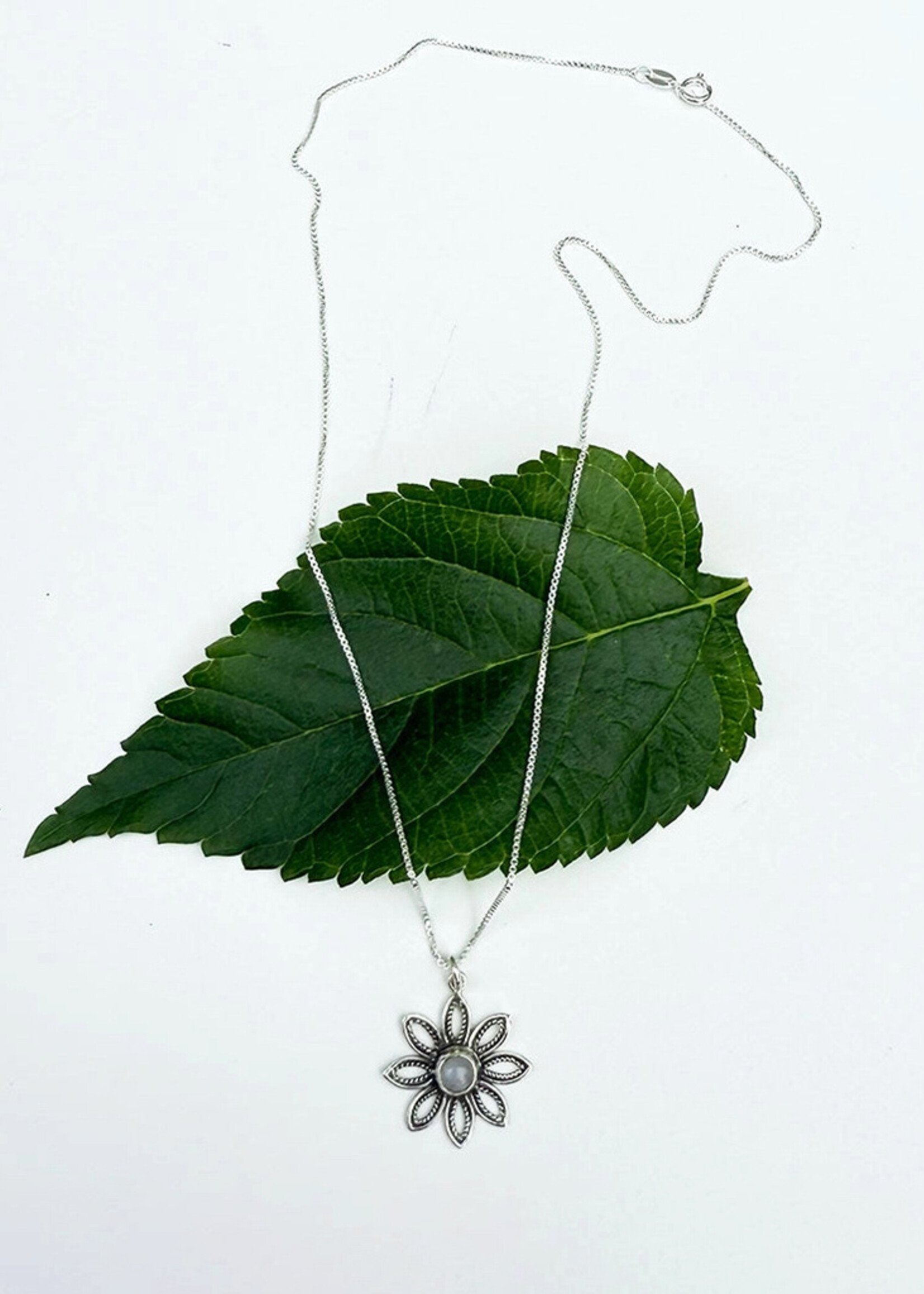 Women's Peace Collection Rainbow Moonstone Flower Necklace