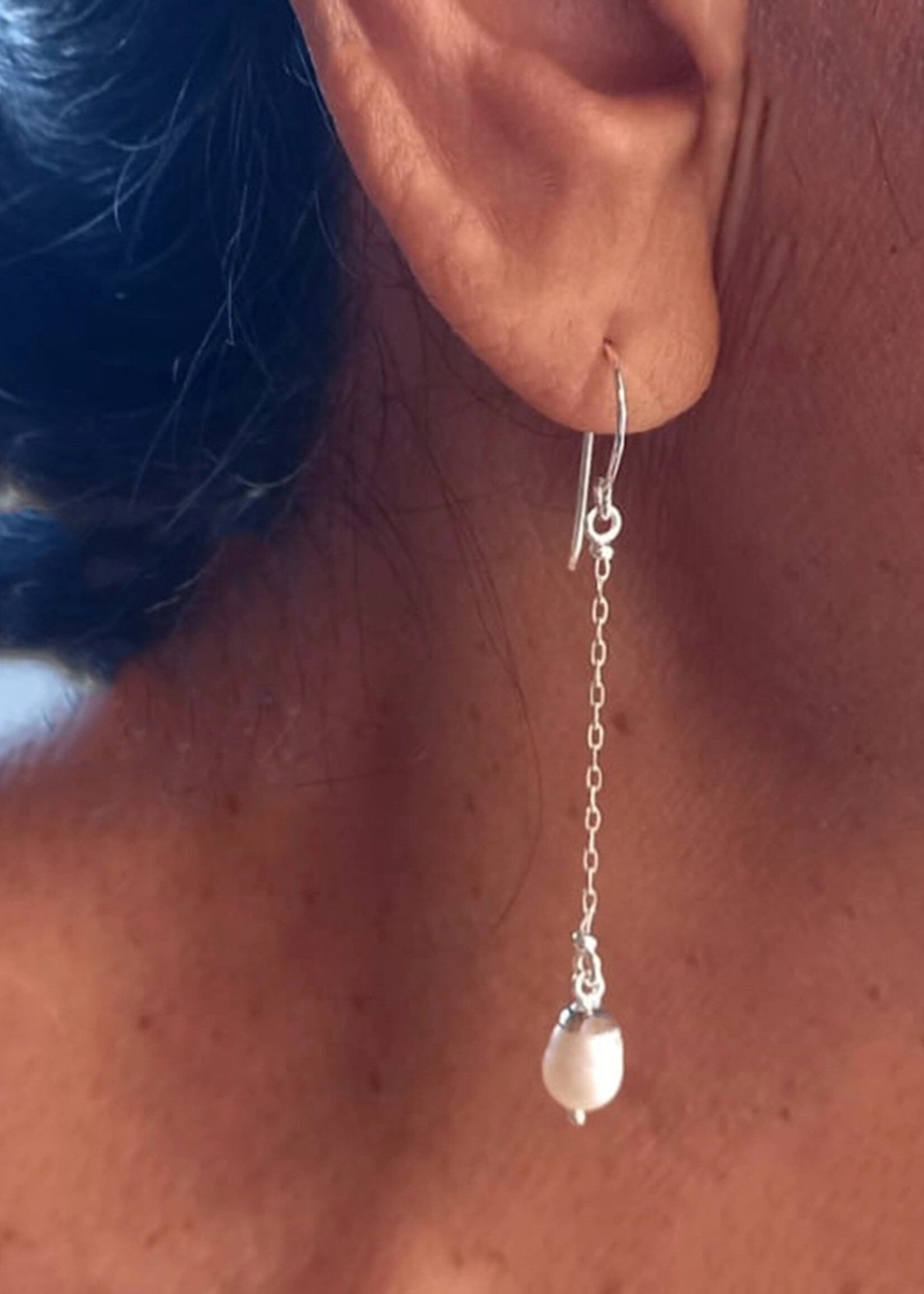 Women's Peace Collection Pearl on a Chain Earrings