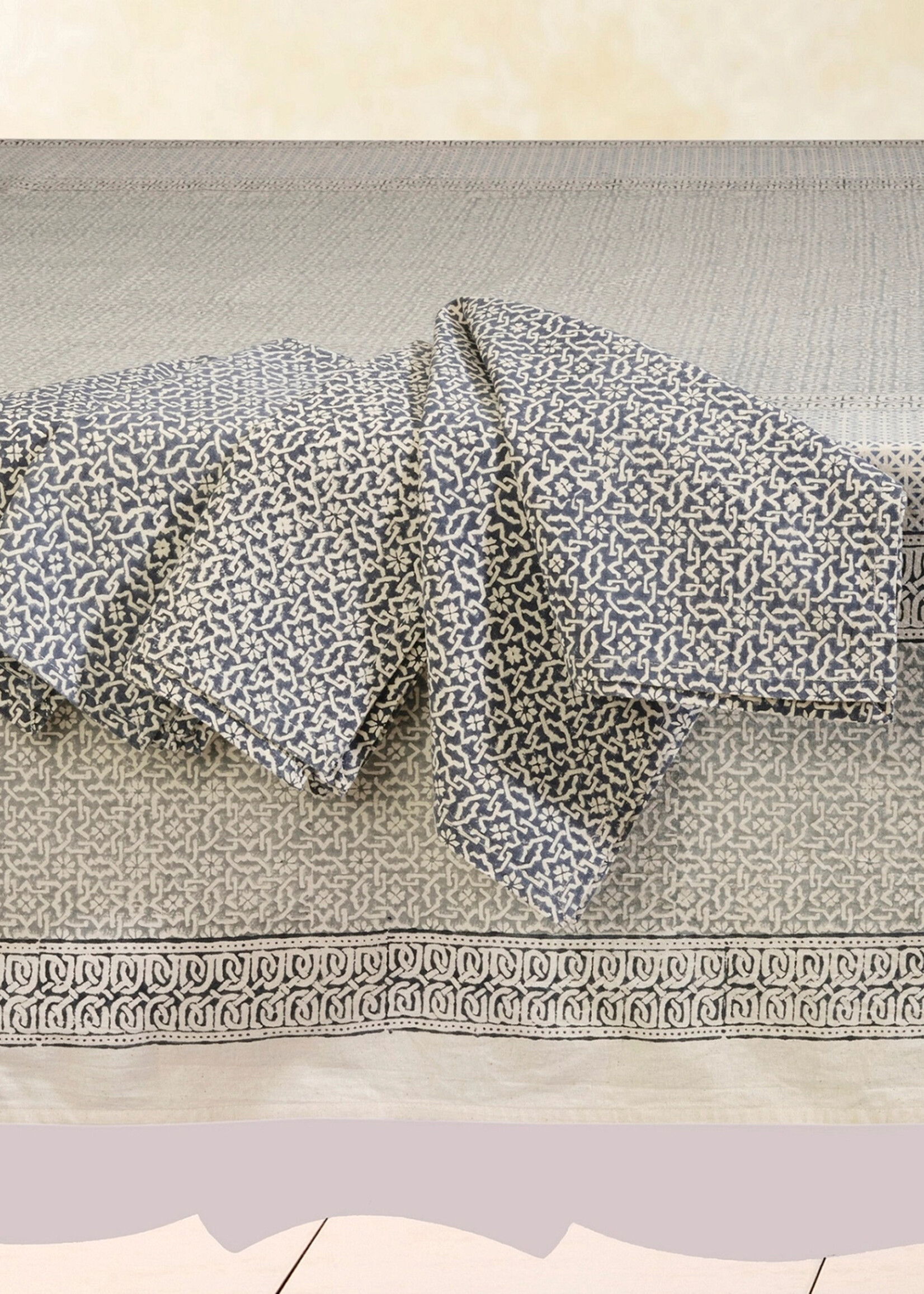 Sustainable Threads Blue Valley Block Print Napkins Set of 4