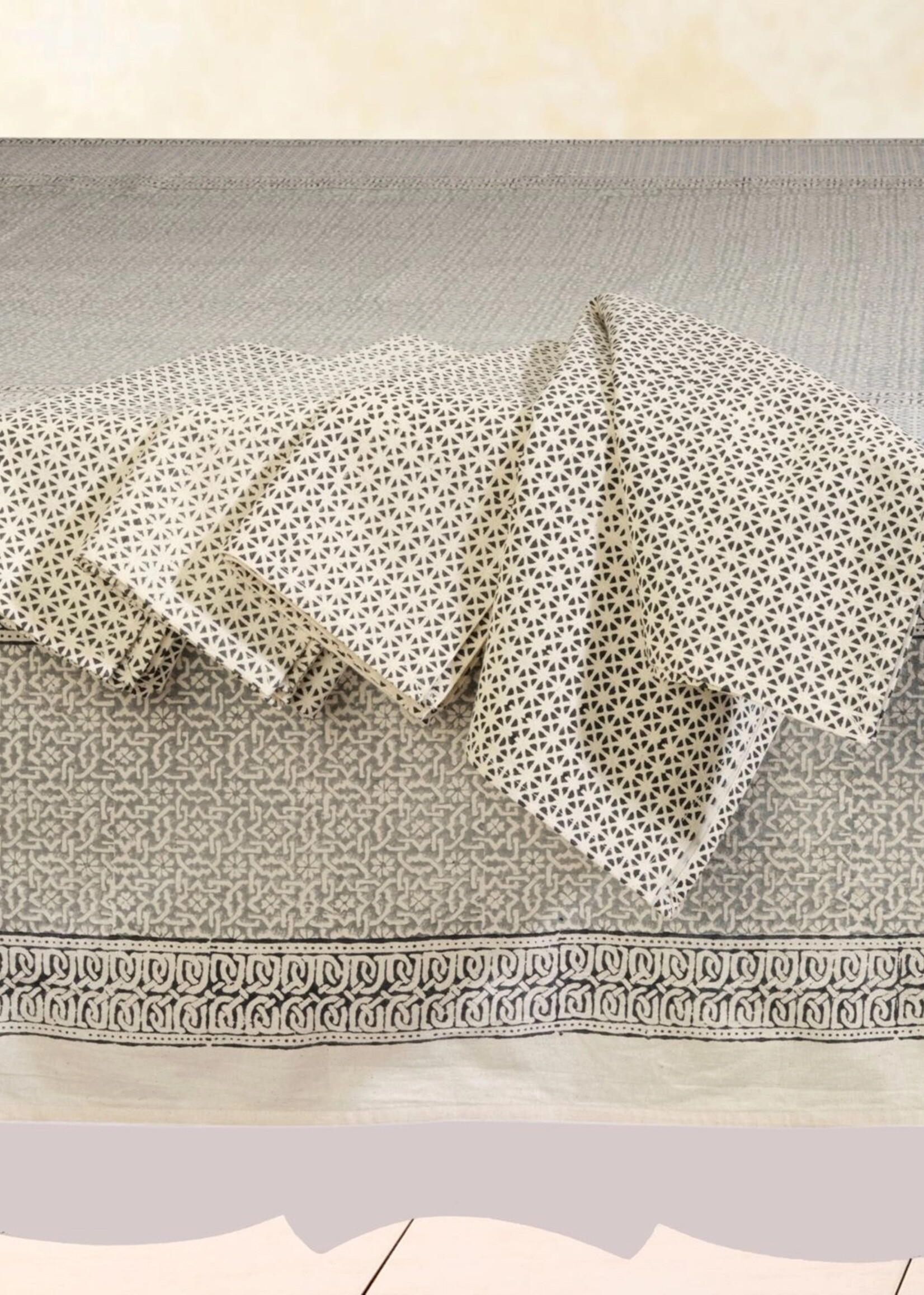 Sustainable Threads Blue Robin Block Print Napkins Set of 4