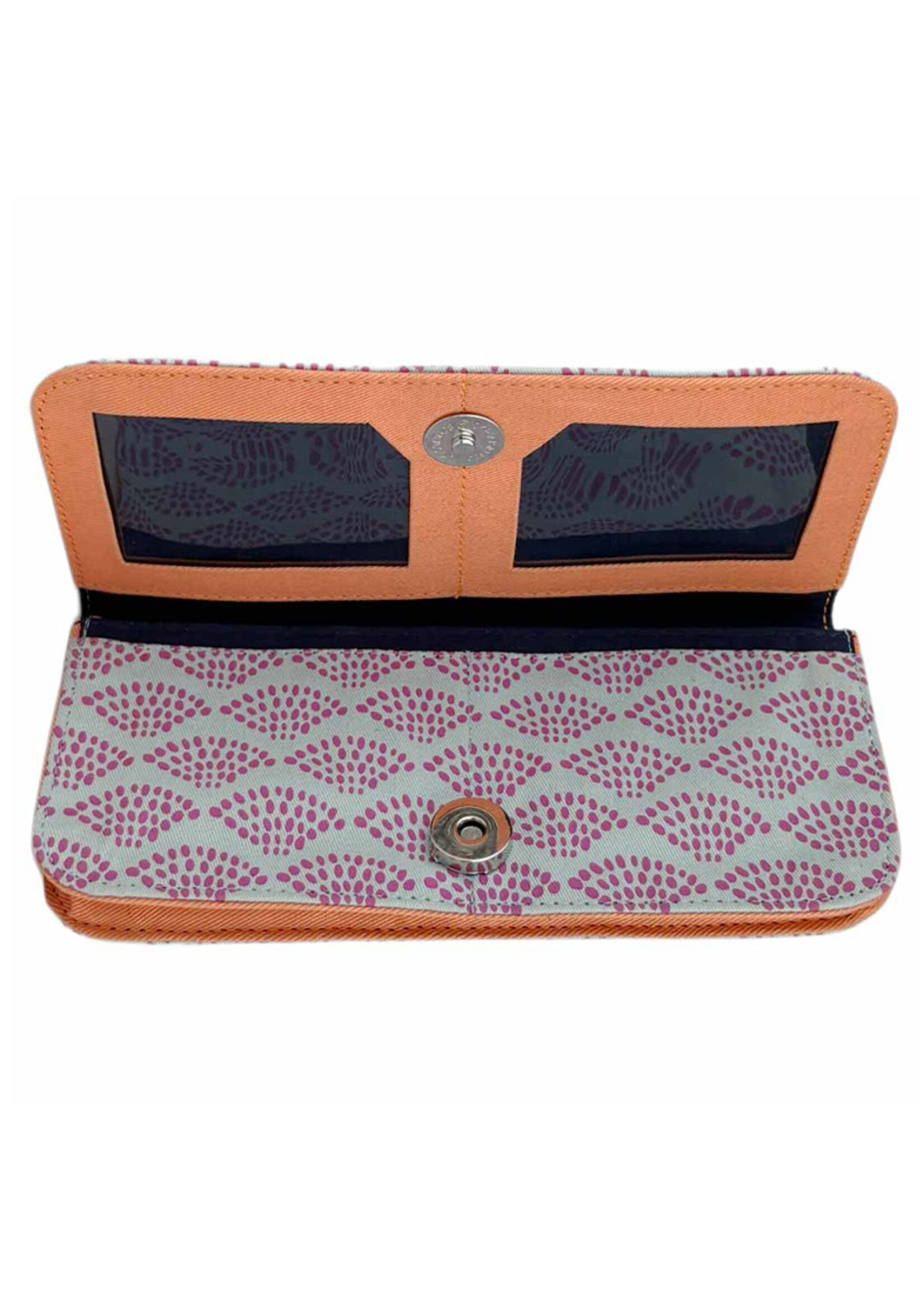 Malia Designs Cotton Canva Long Wallet - Geo Fan Print