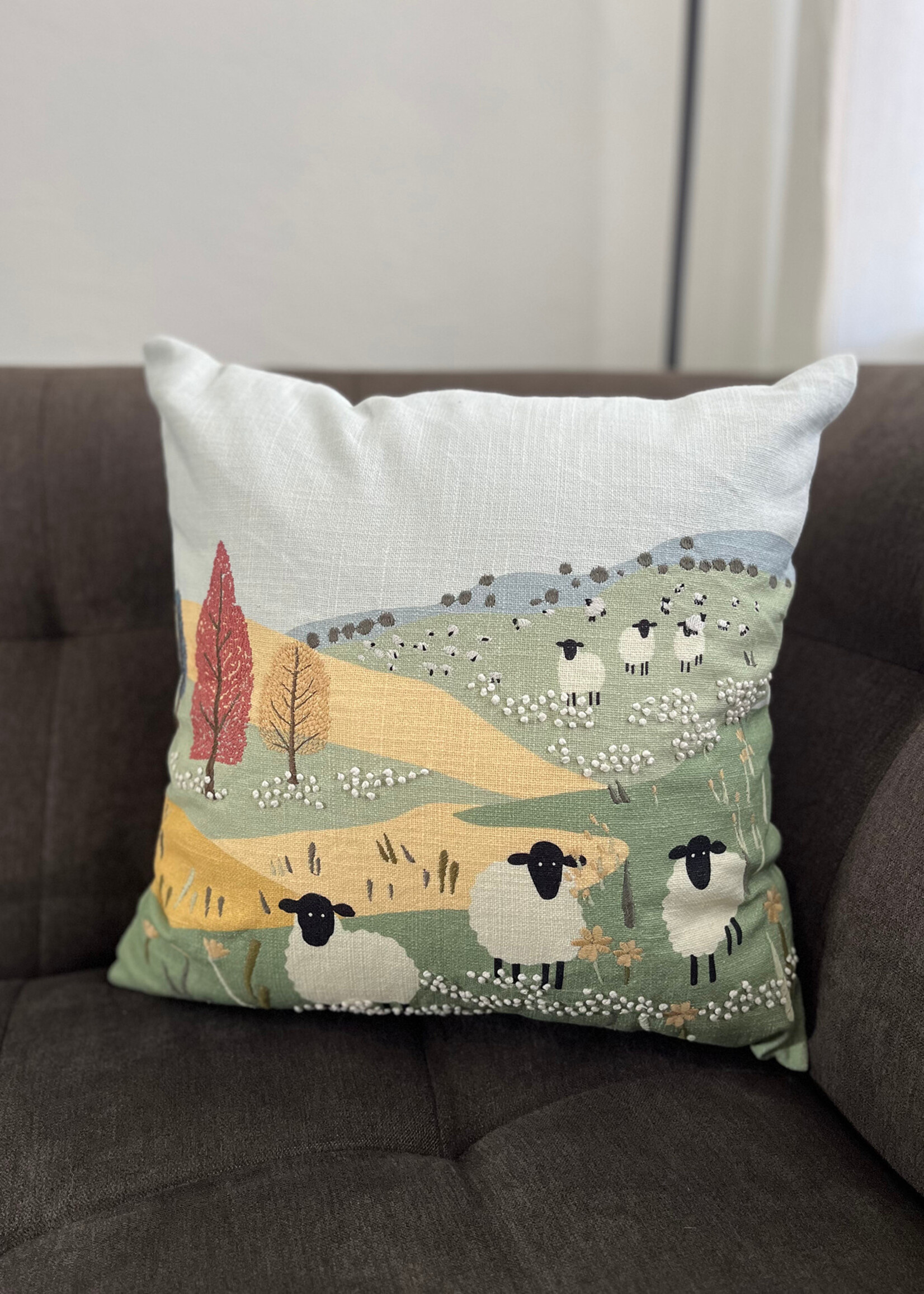 Natural Habitat 16" Wandering Sheep in a Meadow Pillow