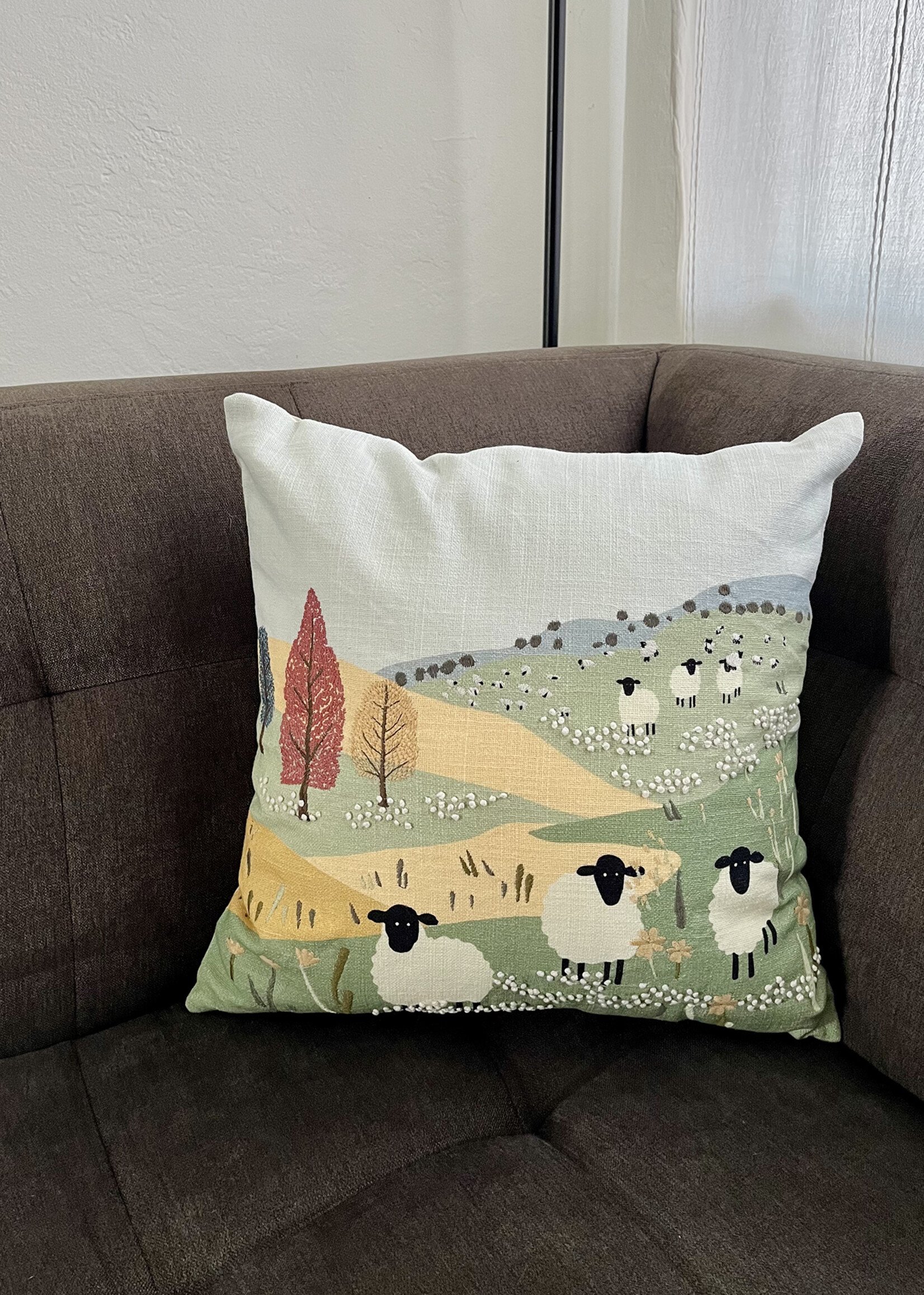 Natural Habitat 16" Wandering Sheep in a Meadow Pillow
