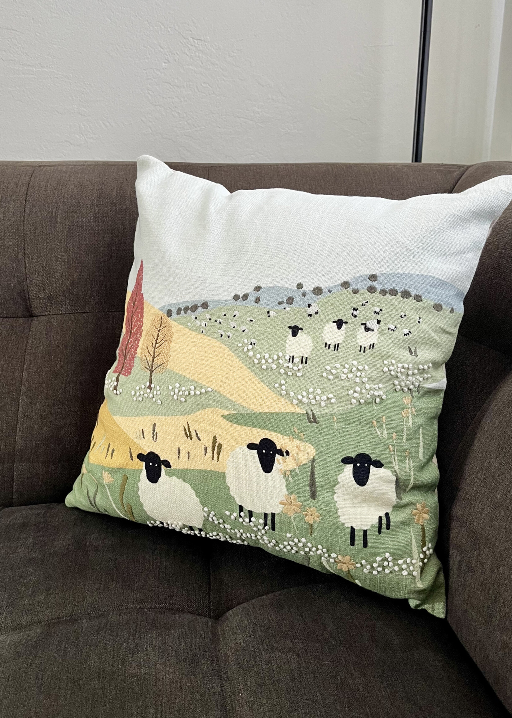 Natural Habitat 16" Wandering Sheep in a Meadow Pillow