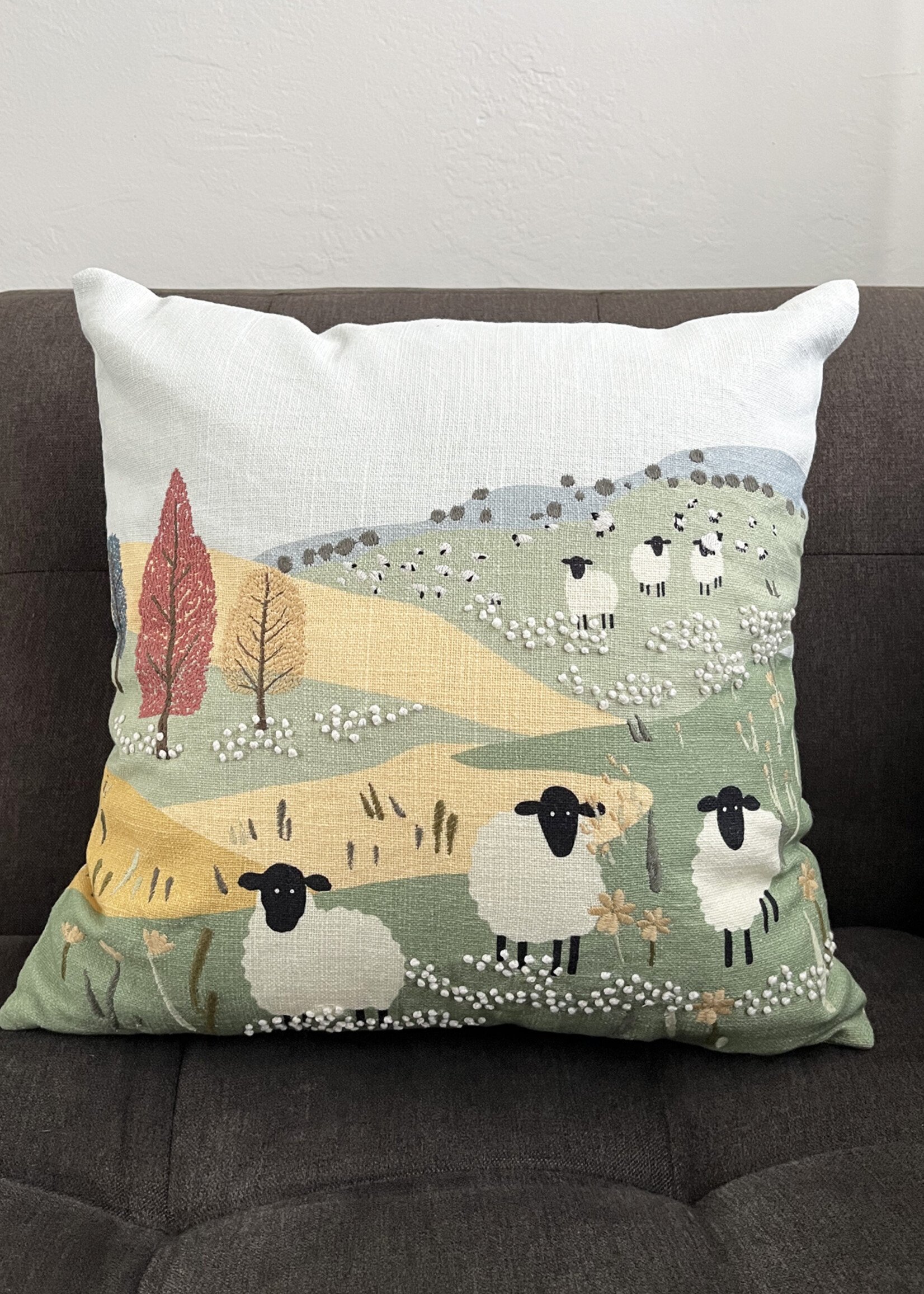 Natural Habitat 16" Wandering Sheep in a Meadow Pillow