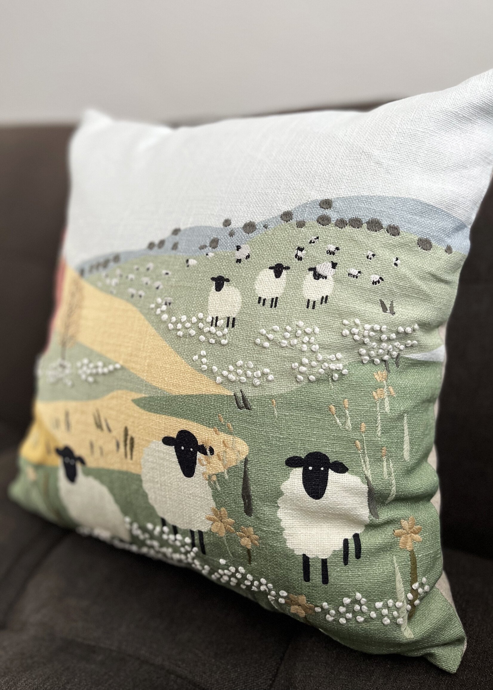 Natural Habitat 16" Wandering Sheep in a Meadow Pillow