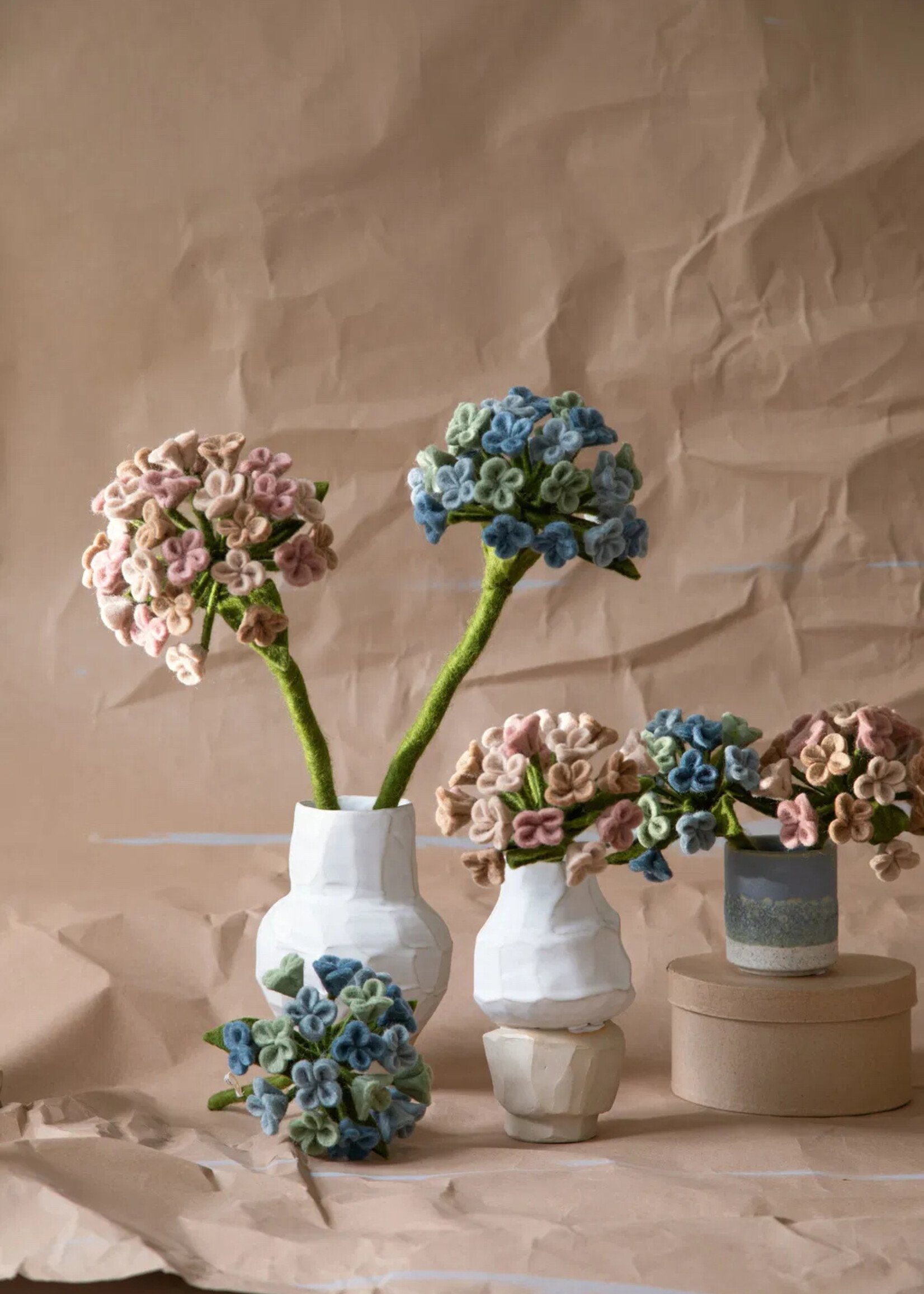 Gry and Sif Small Hydrangea Felt Flower