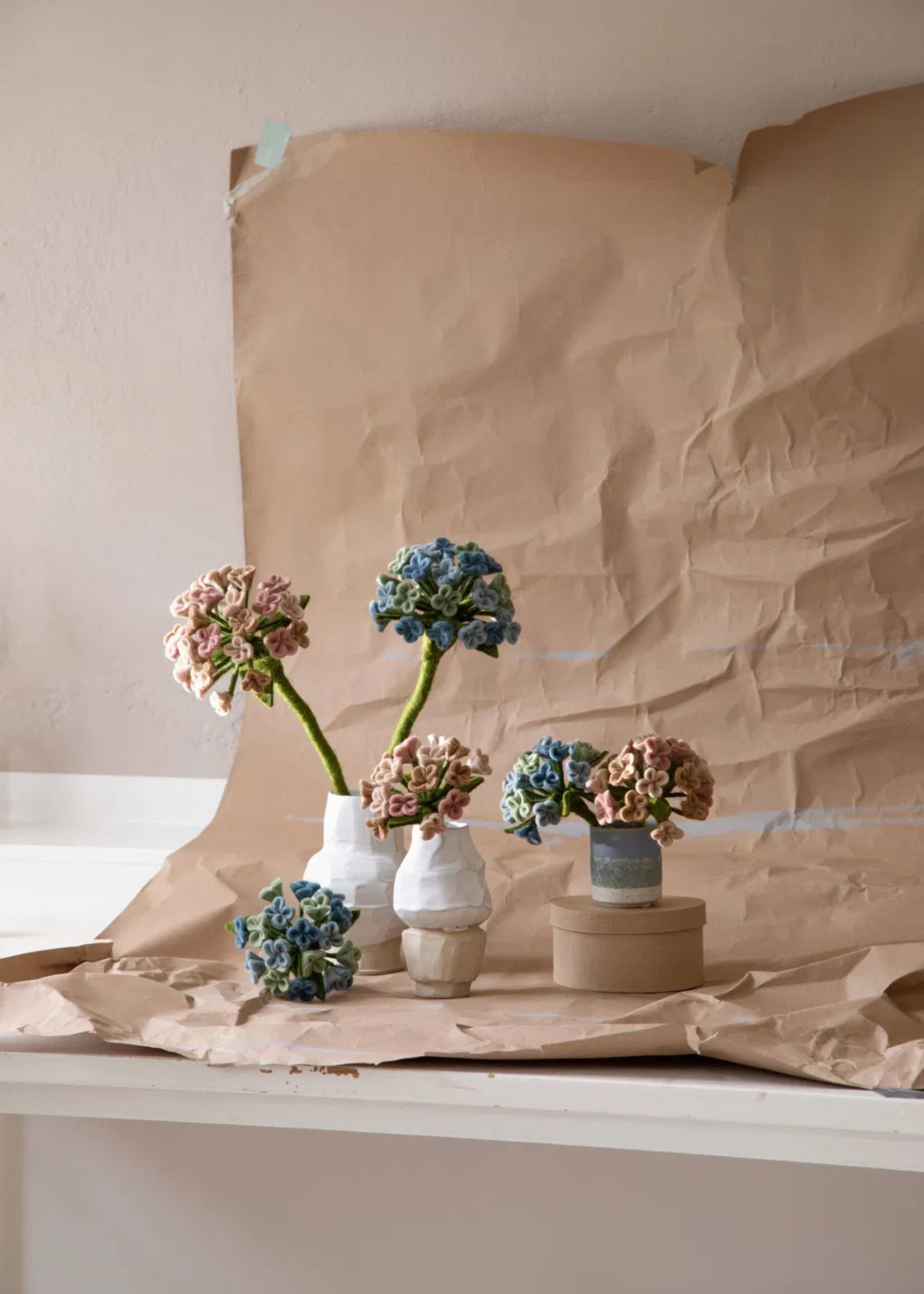 Gry and Sif Small Hydrangea Felt Flower