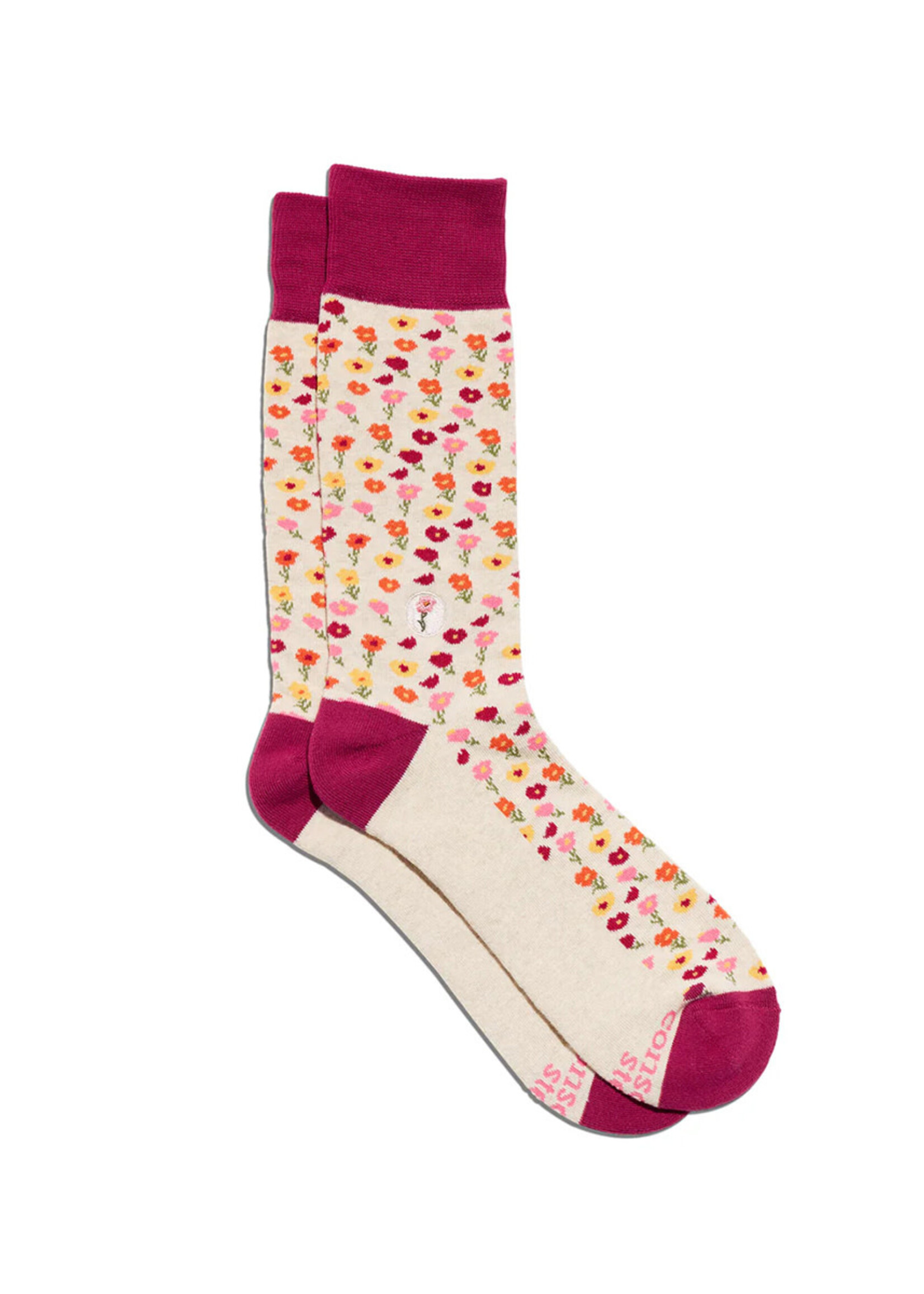 Conscious Step Women's Pink Floral Socks - Supports Women's Equality