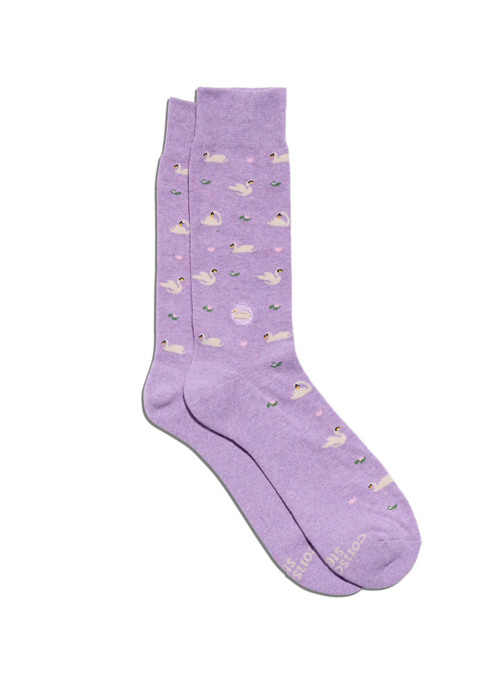 Conscious Step Women's Purple Swan Socks - Supports Women's Equality