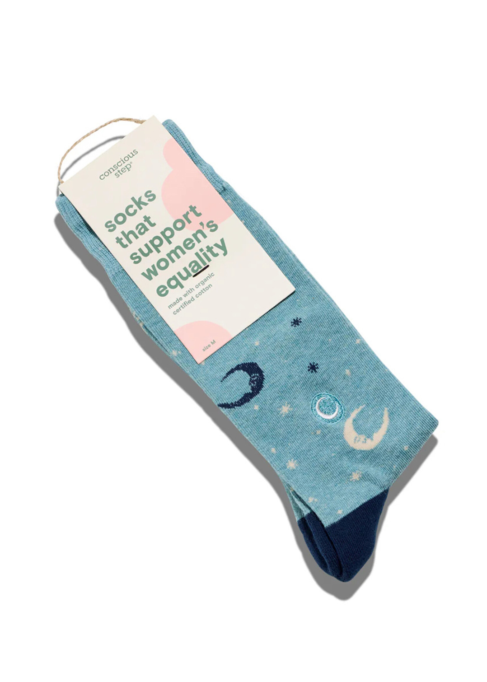 Conscious Step Women's Blue Lunar Socks - Supports Women's Equality