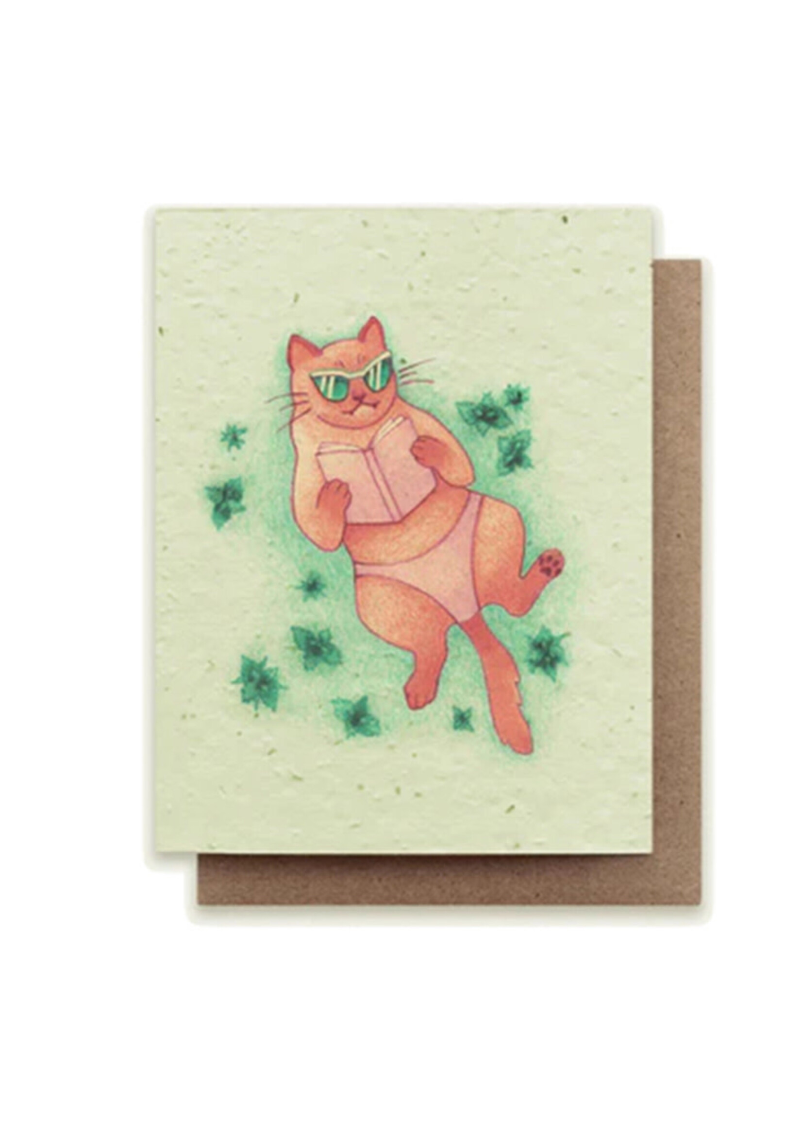 Small Victories Sunbathing Cat Plantable Card