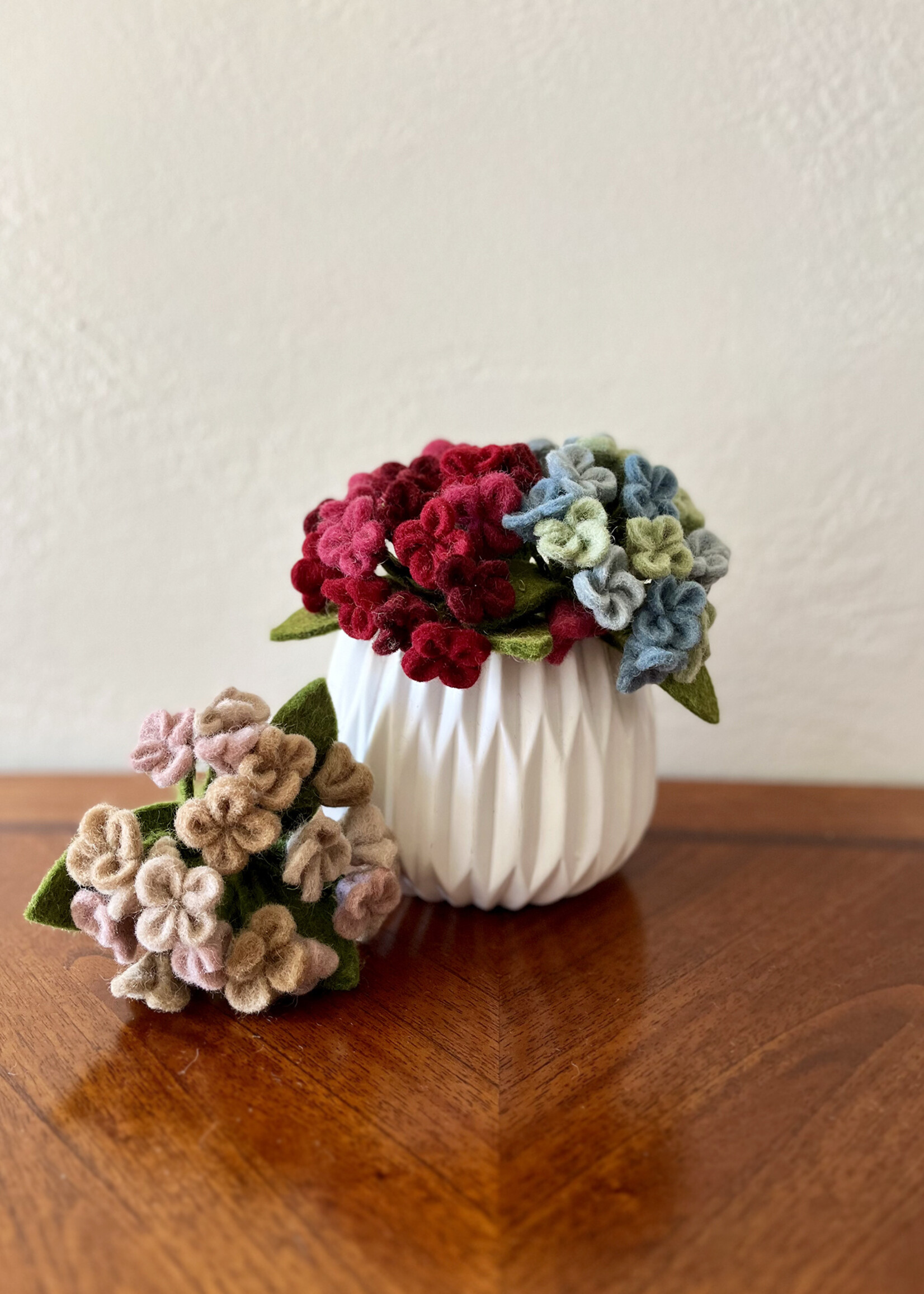 Gry and Sif Small Hydrangea Felt Flower