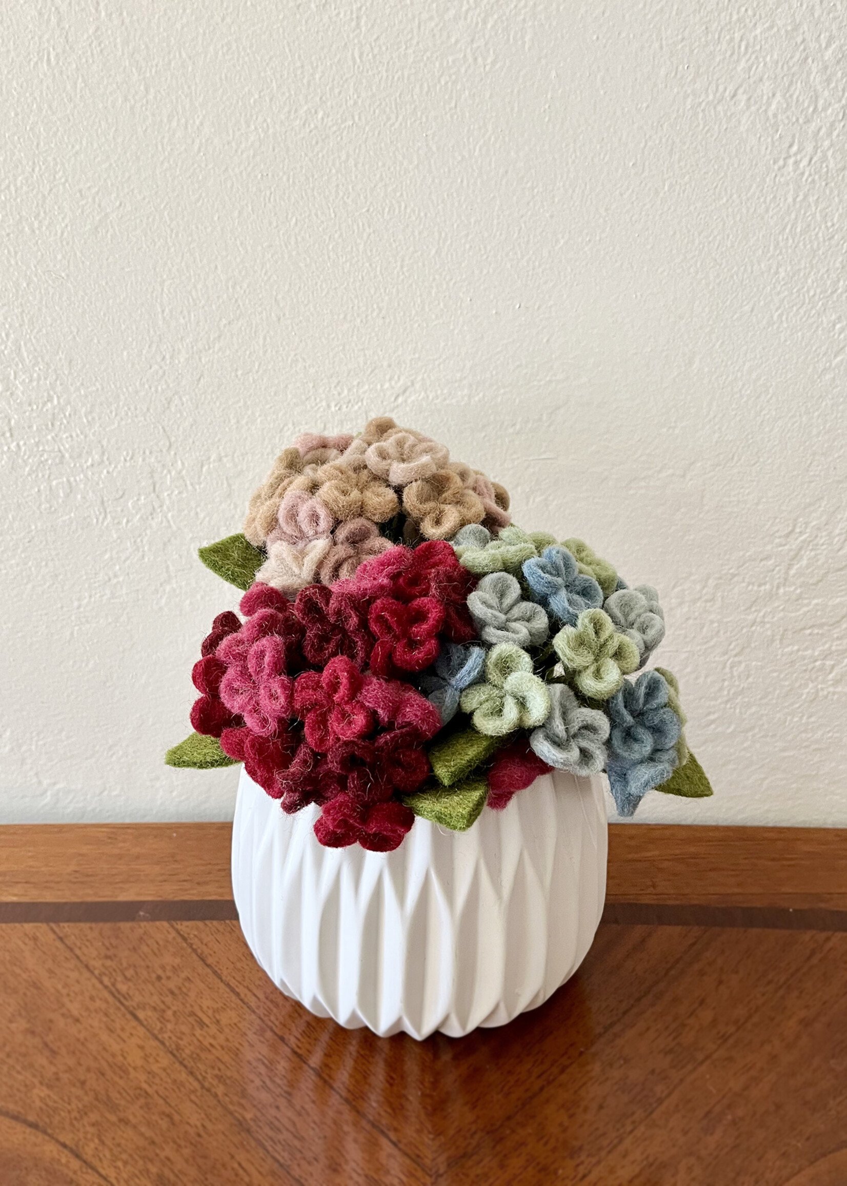 Gry and Sif Small Hydrangea Felt Flower