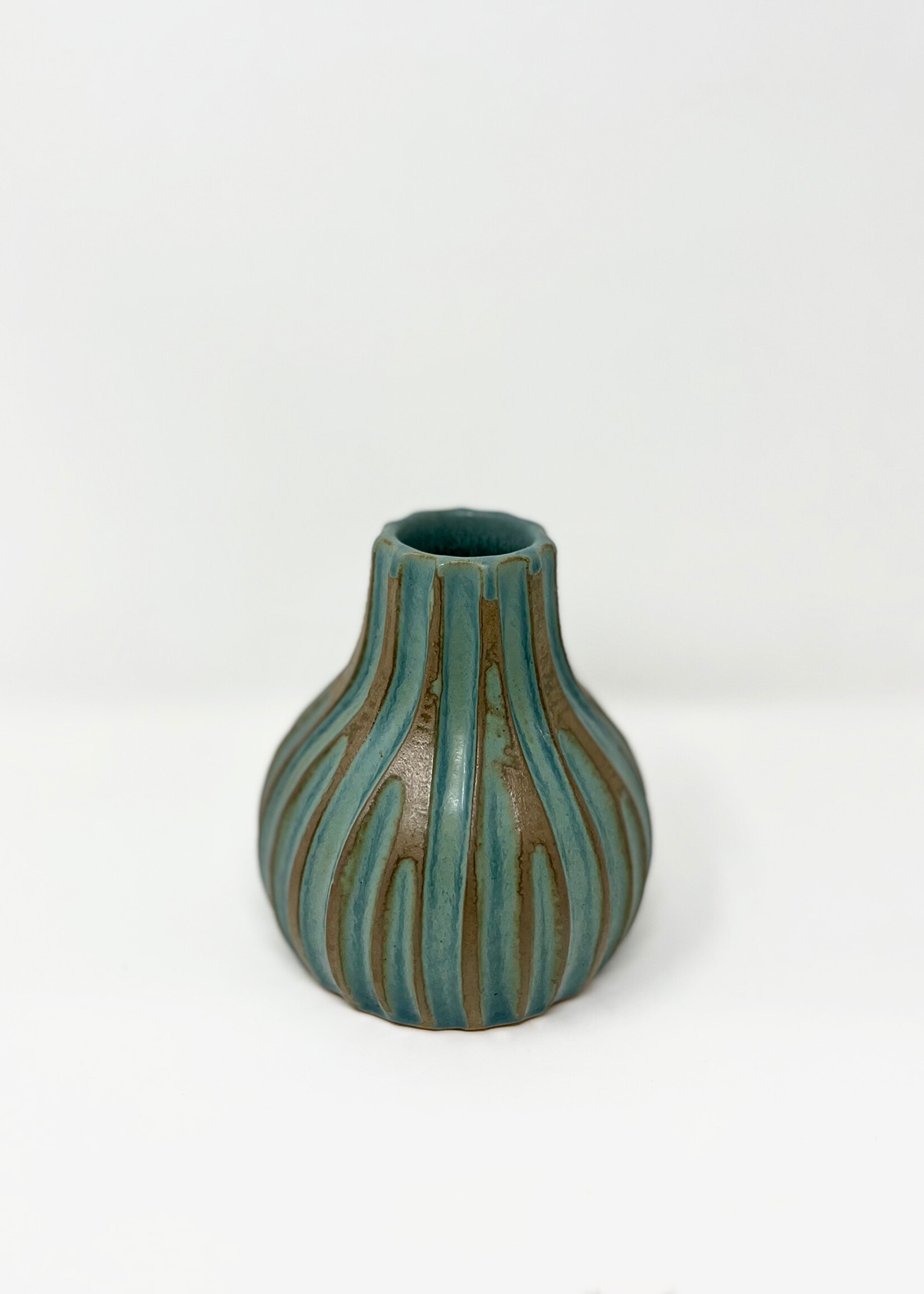 Ganesh Himal Carved Ceramic Bud Vase