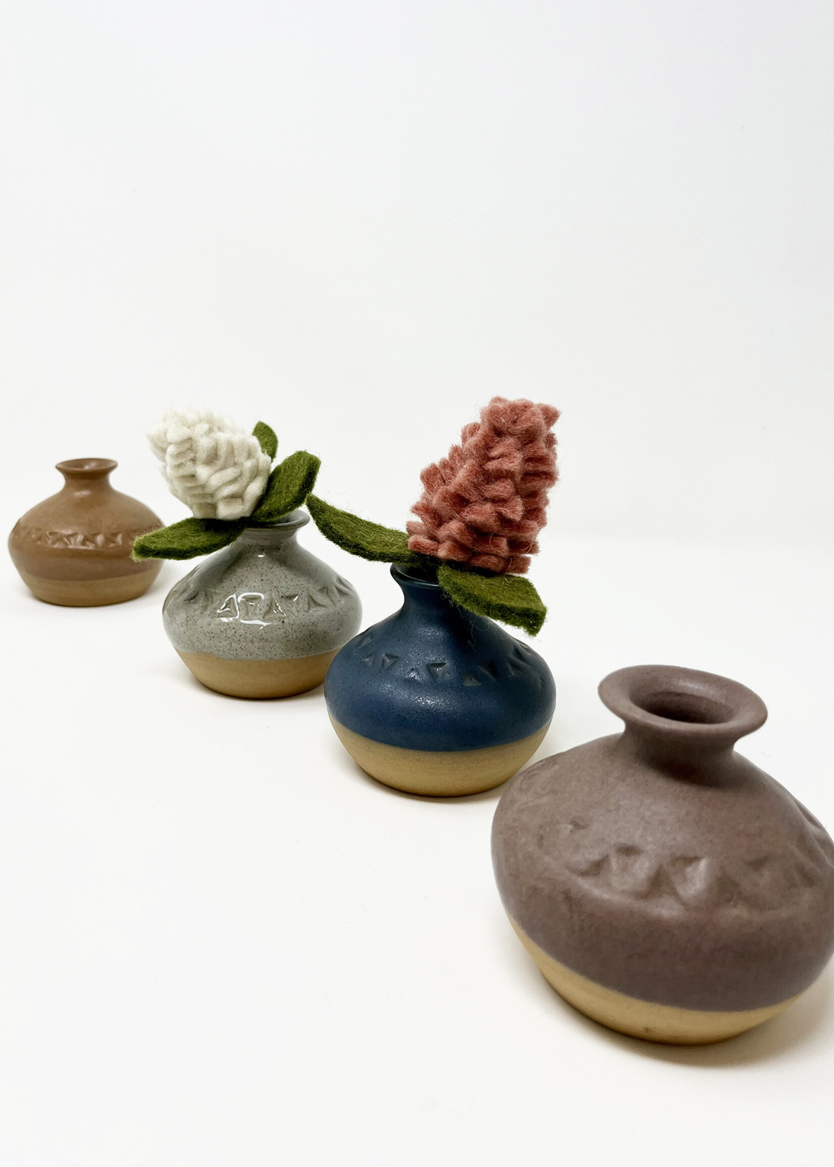 Ganesh Himal Triangle Stamped Ceramic Bud Vase