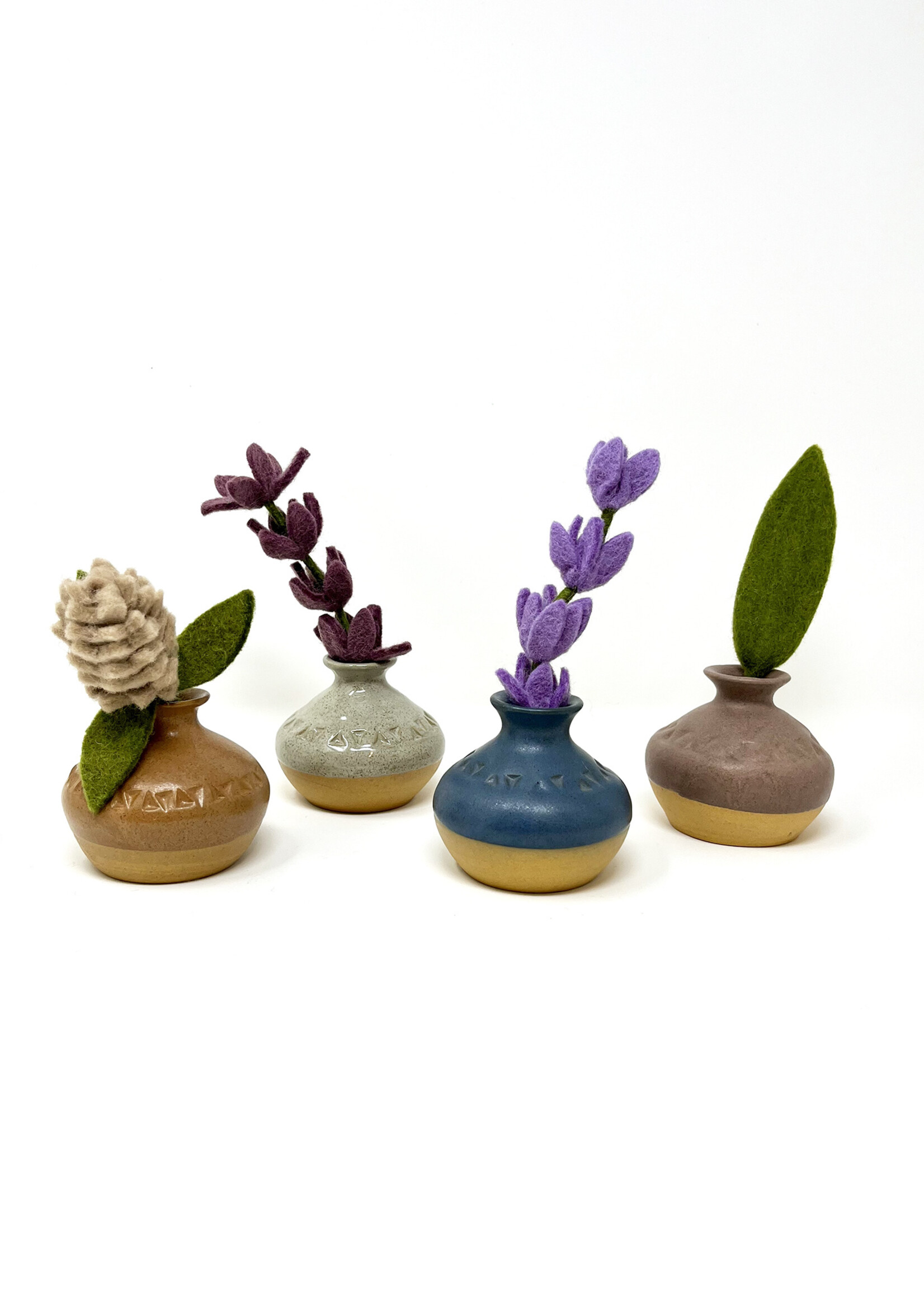 Ganesh Himal Triangle Stamped Ceramic Bud Vase