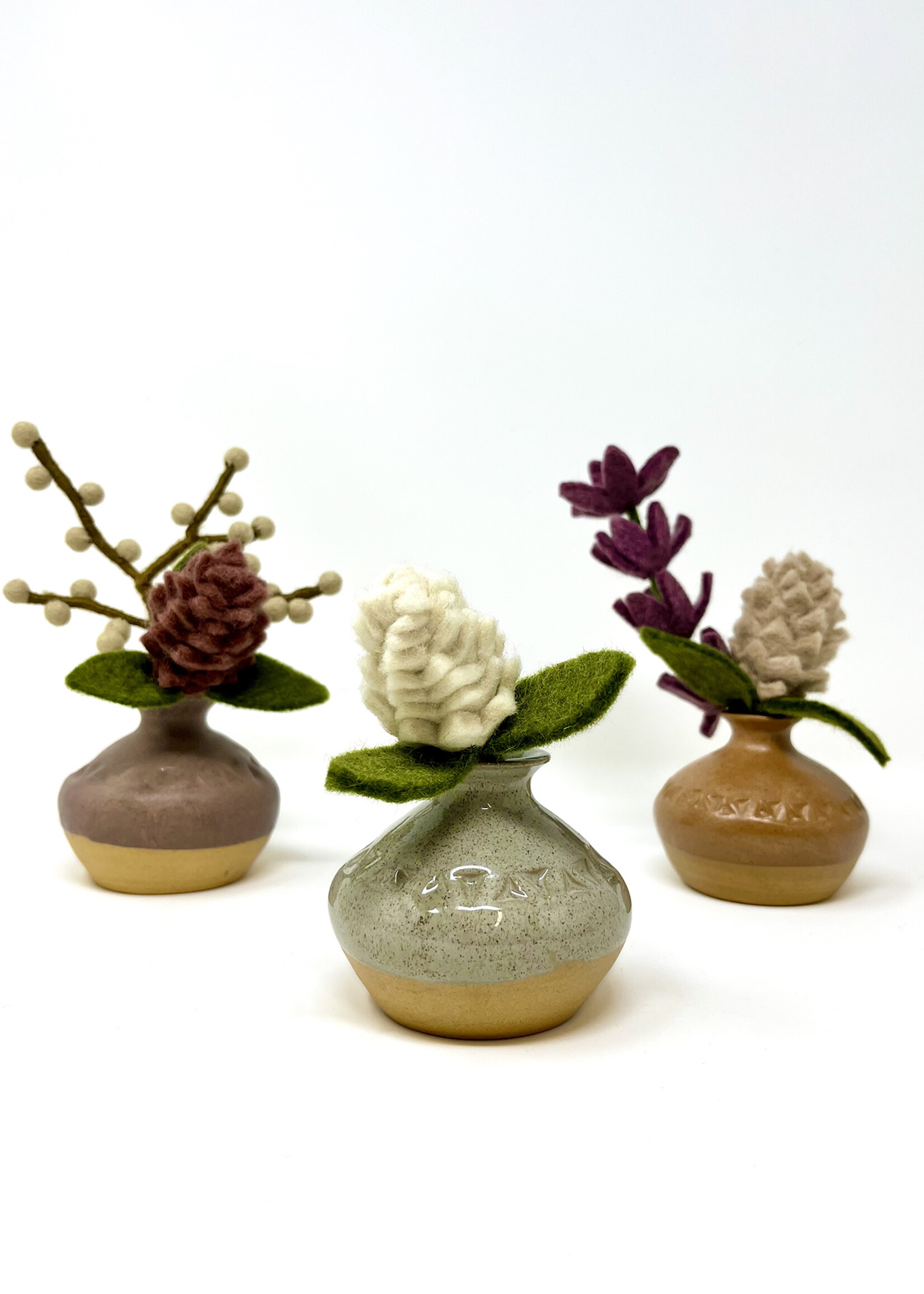 Ganesh Himal Triangle Stamped Ceramic Bud Vase