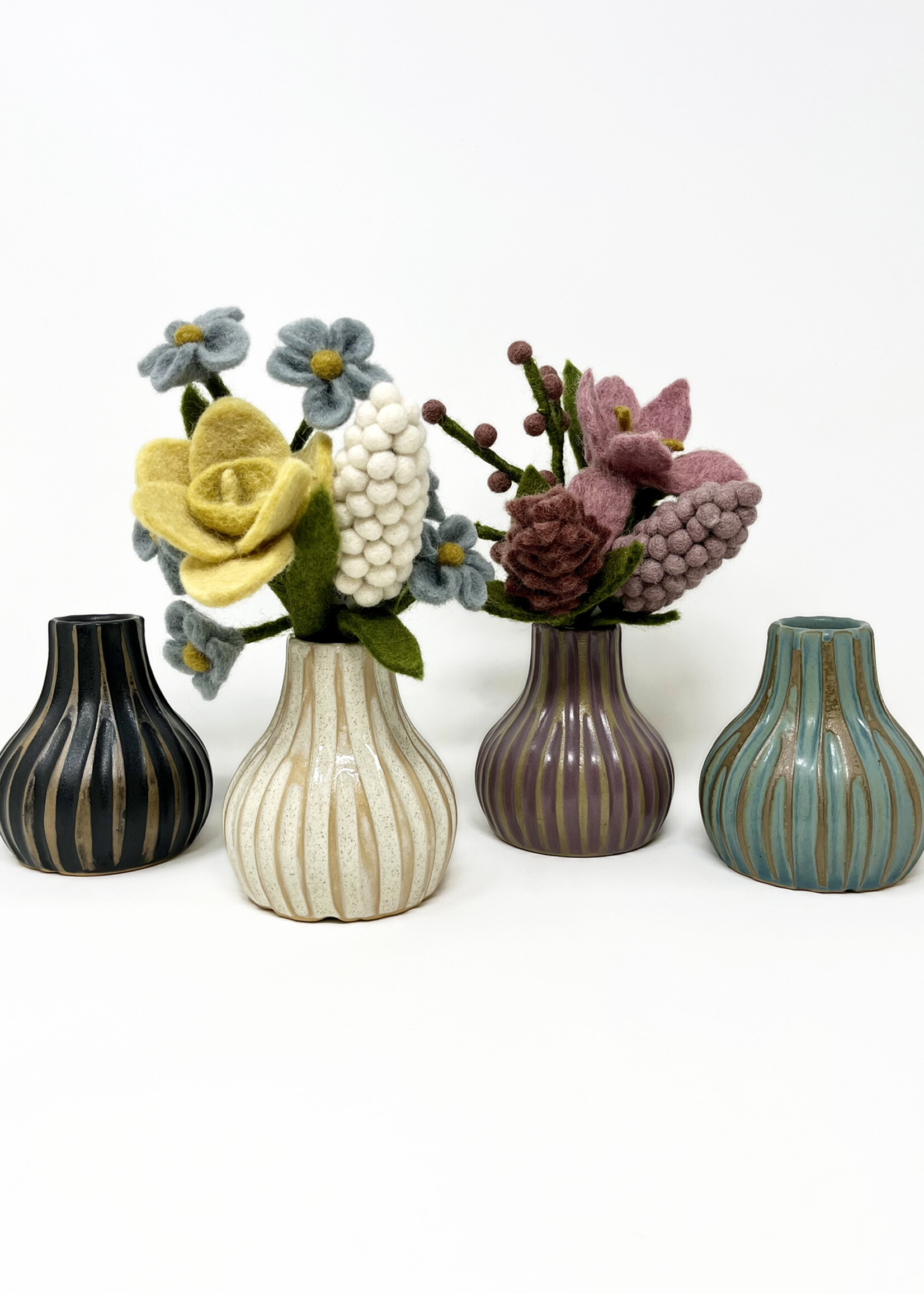 Ganesh Himal Carved Ceramic Bud Vase