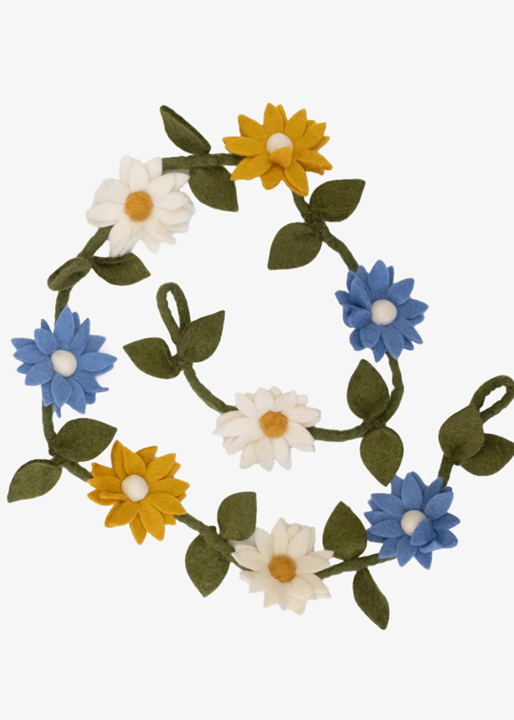 The Winding Road Blue, White and Yellow Daisy Felt Garland