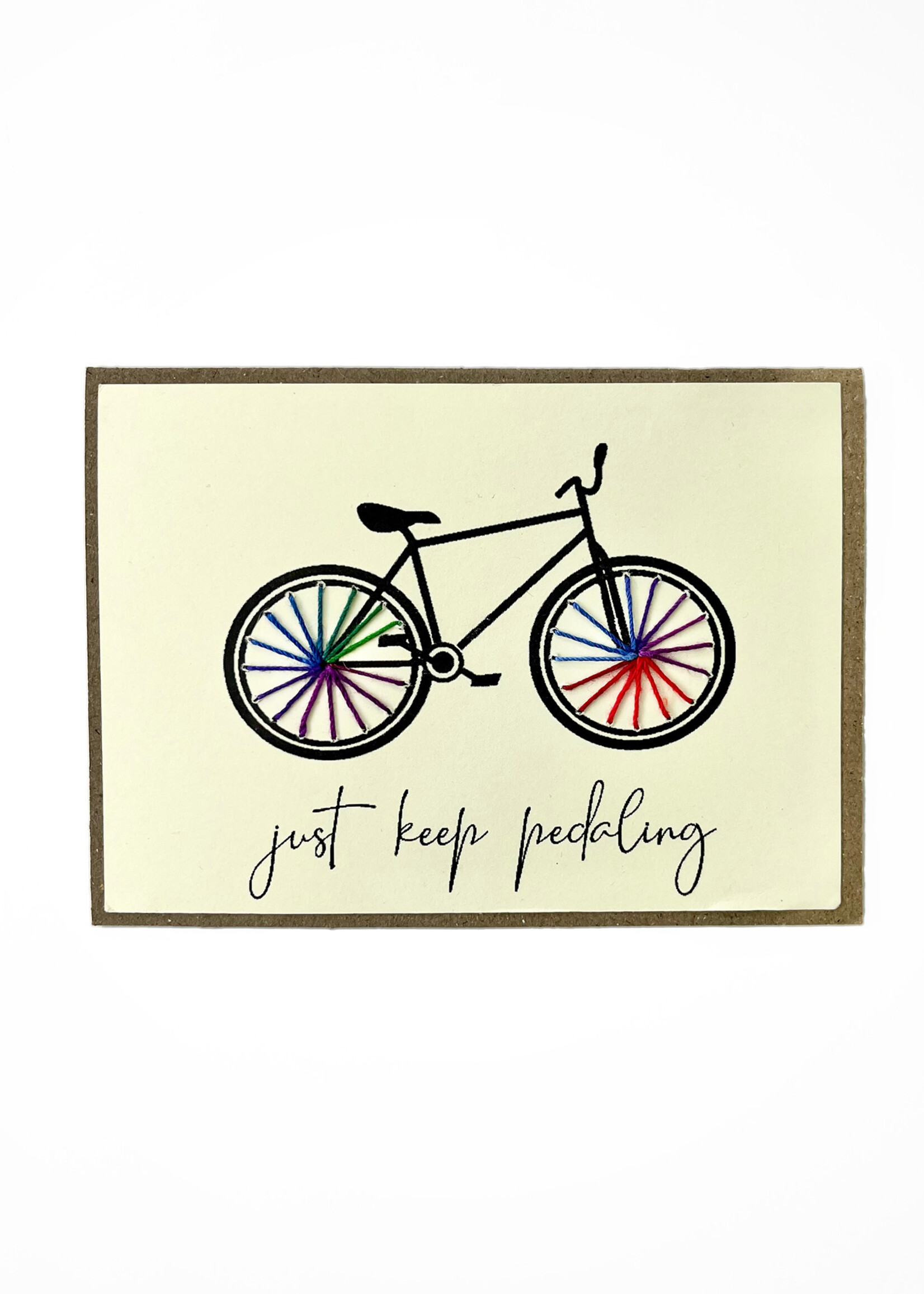 Rosie's Boutique Haiti Just Keep Pedaling Bike Handstitched Card