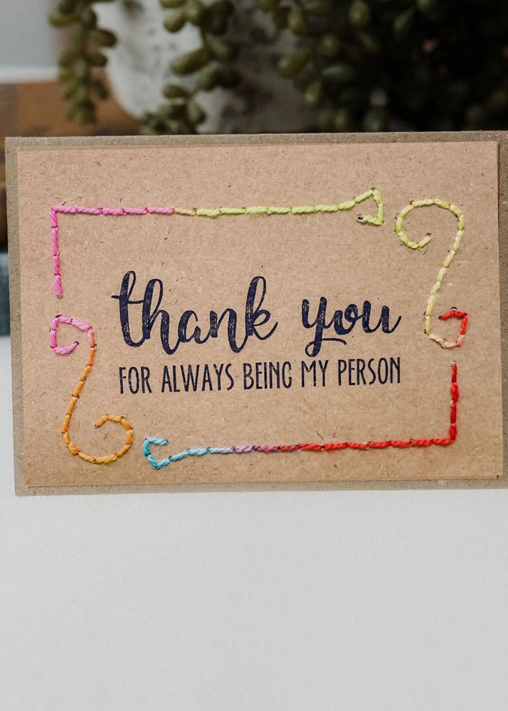 Rosie's Boutique Haiti Thank You For Being My Person Handstitched Card