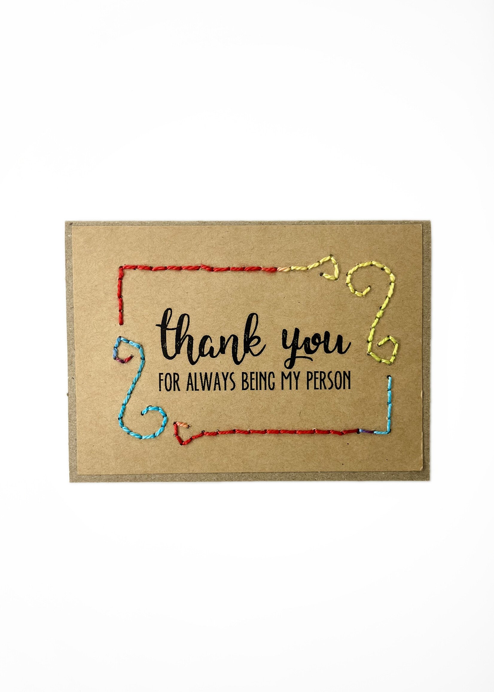 Rosie's Boutique Haiti Thank You For Being My Person Handstitched Card