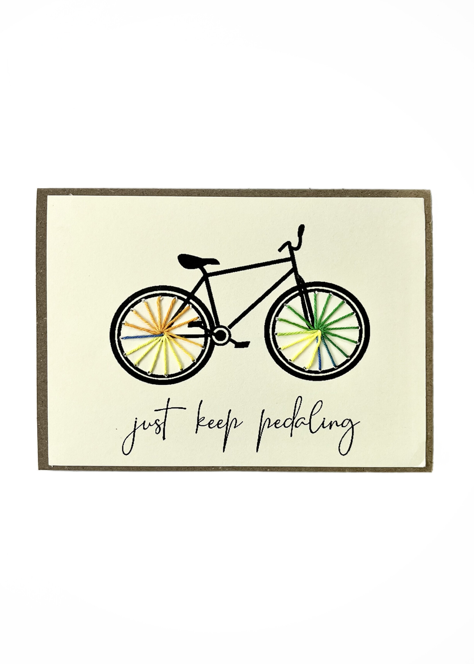 Rosie's Boutique Haiti Just Keep Pedaling Bike Handstitched Card