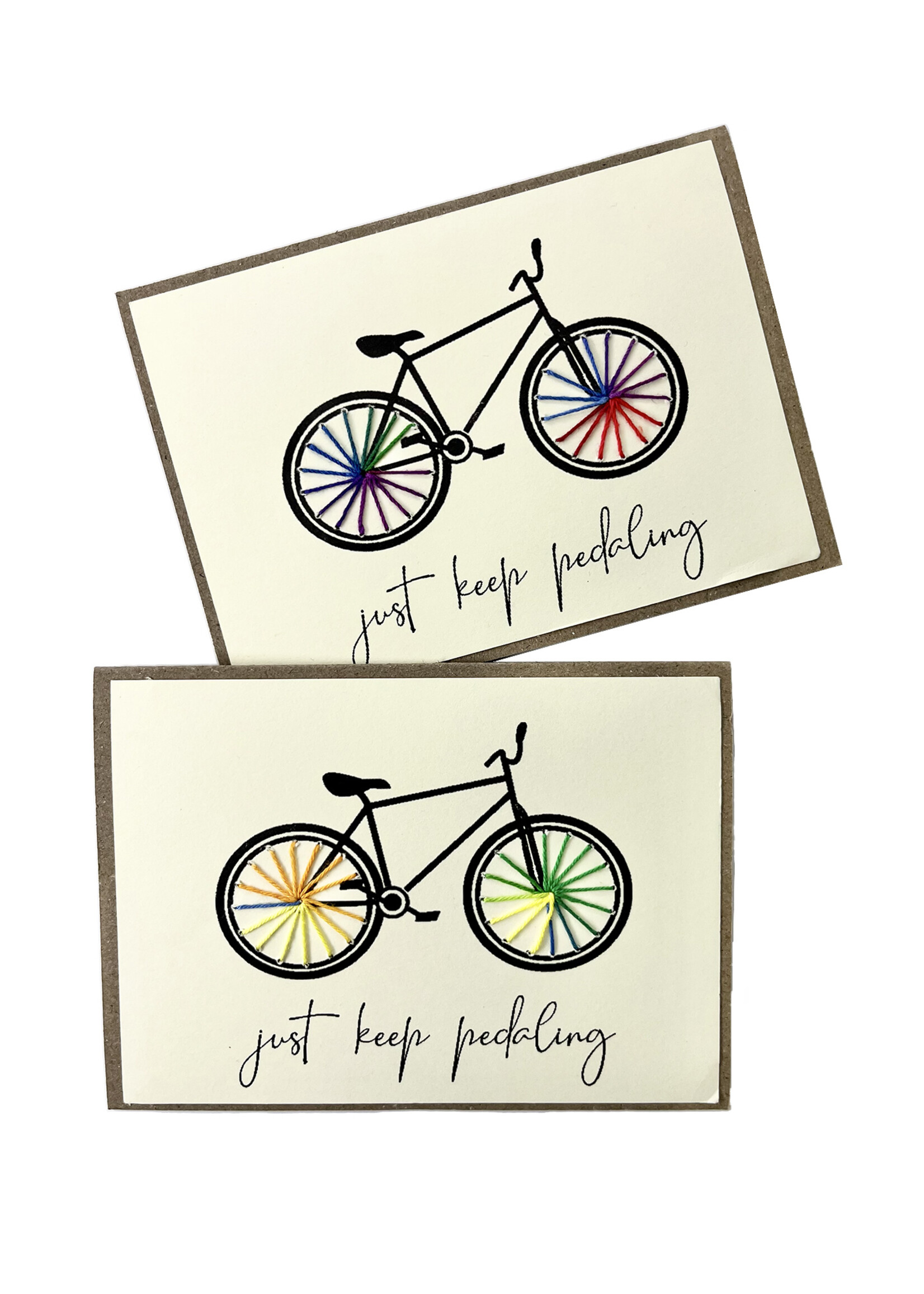 Rosie's Boutique Haiti Just Keep Pedaling Bike Handstitched Card