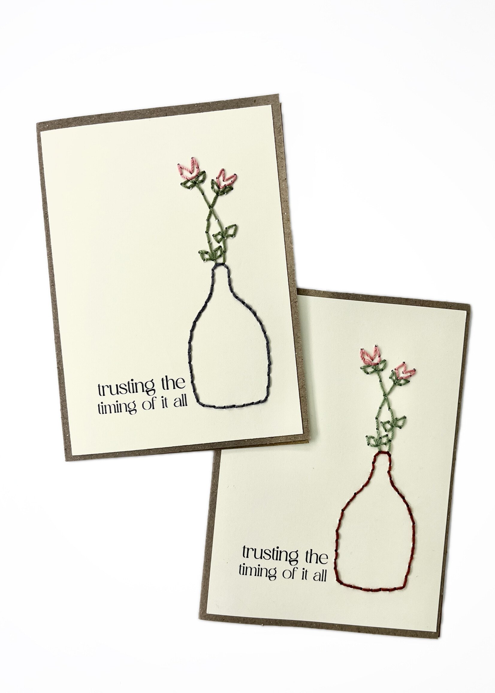 Rosie's Boutique Haiti Trust the Timing Handstitched Card