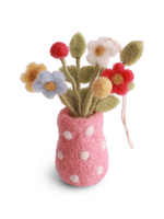 Gry and Sif Felt Ornament Vase with Dots & Flowers