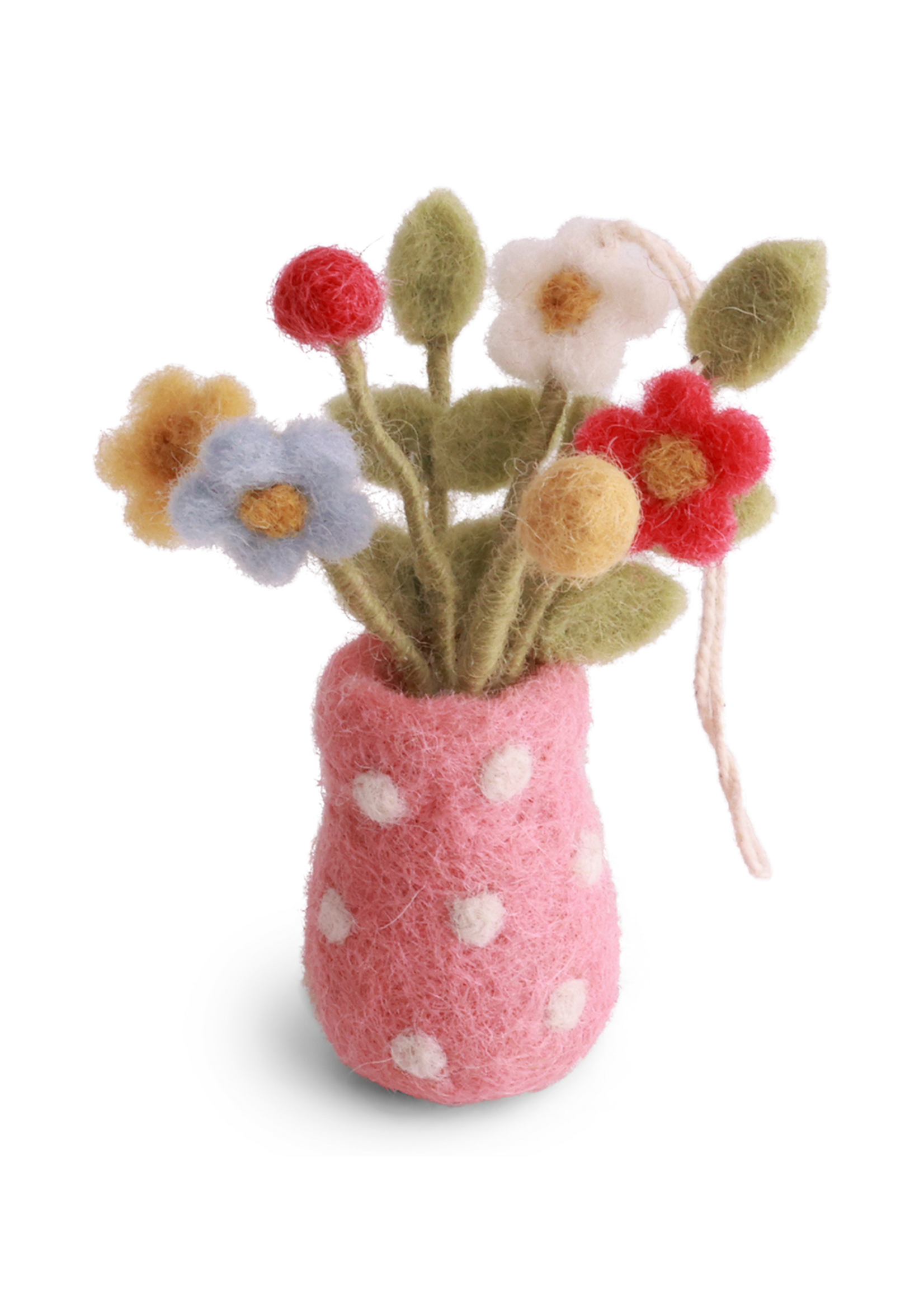 Gry and Sif Felt Ornament Vase with Dots & Flowers